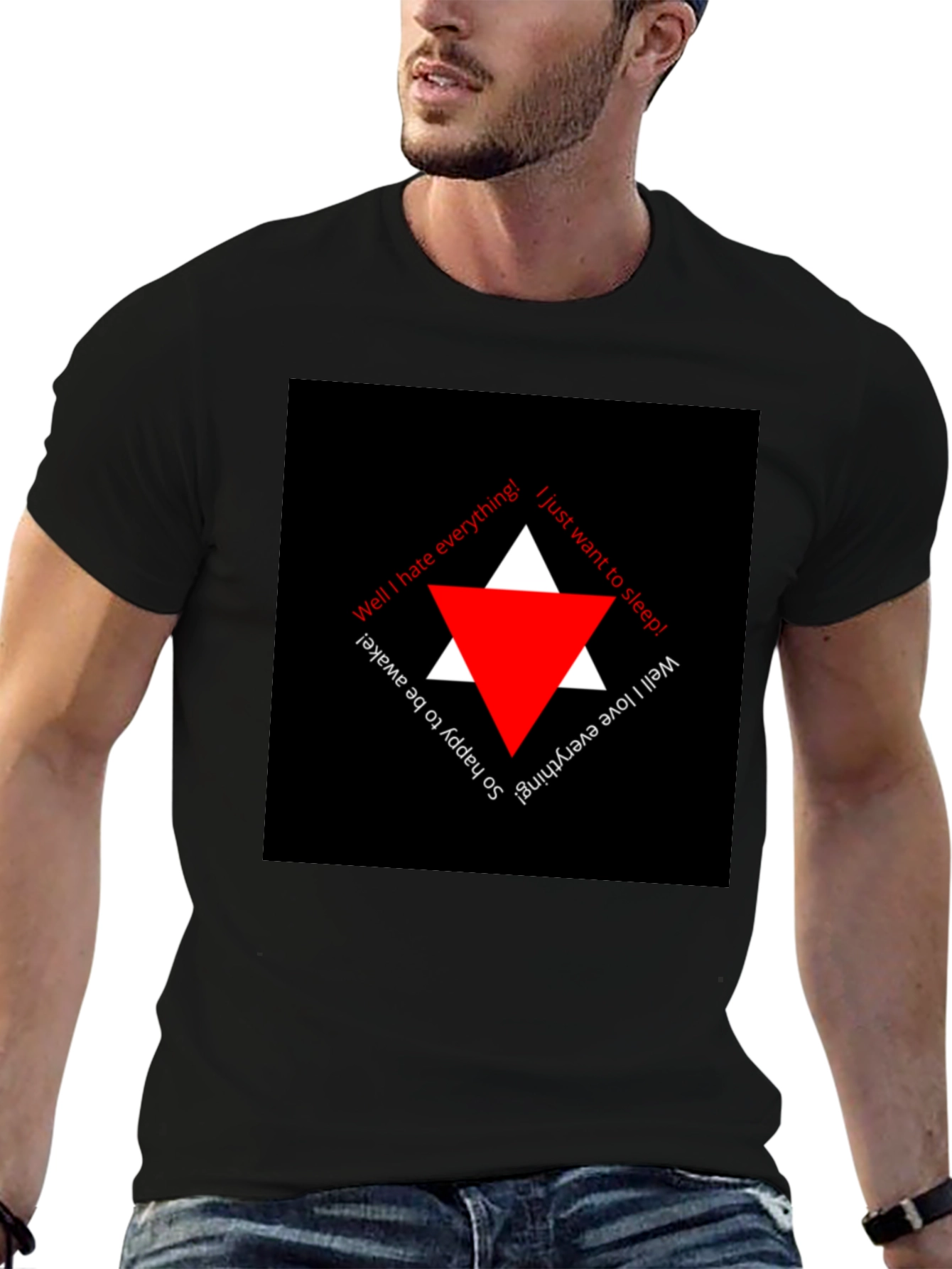 Edgy Black T-Shirt with Triangle Graphic
