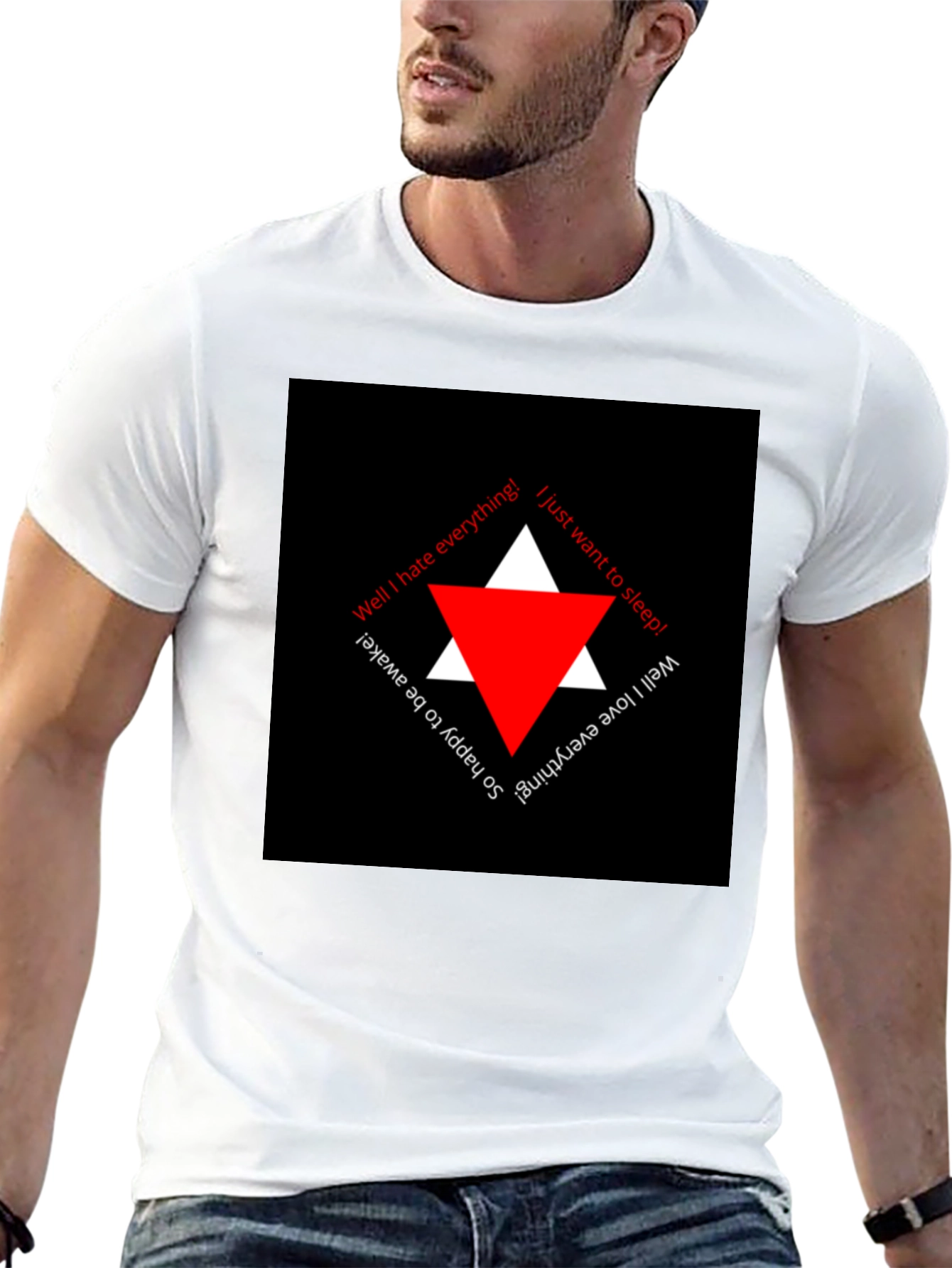 Edgy Black T-Shirt with Triangle Graphic