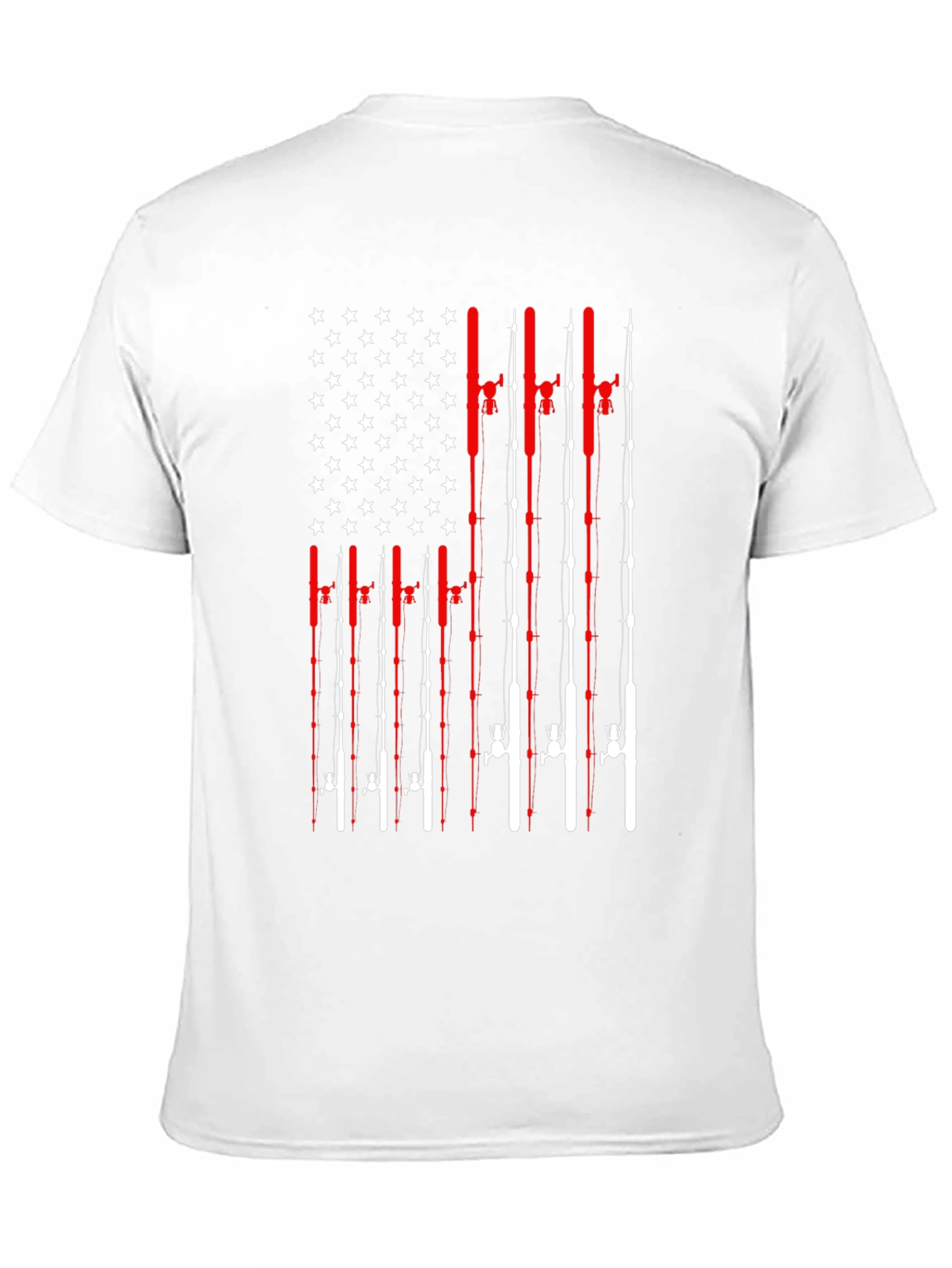 Fishing Rod American Flag Patriotic Graphic T-Shirt