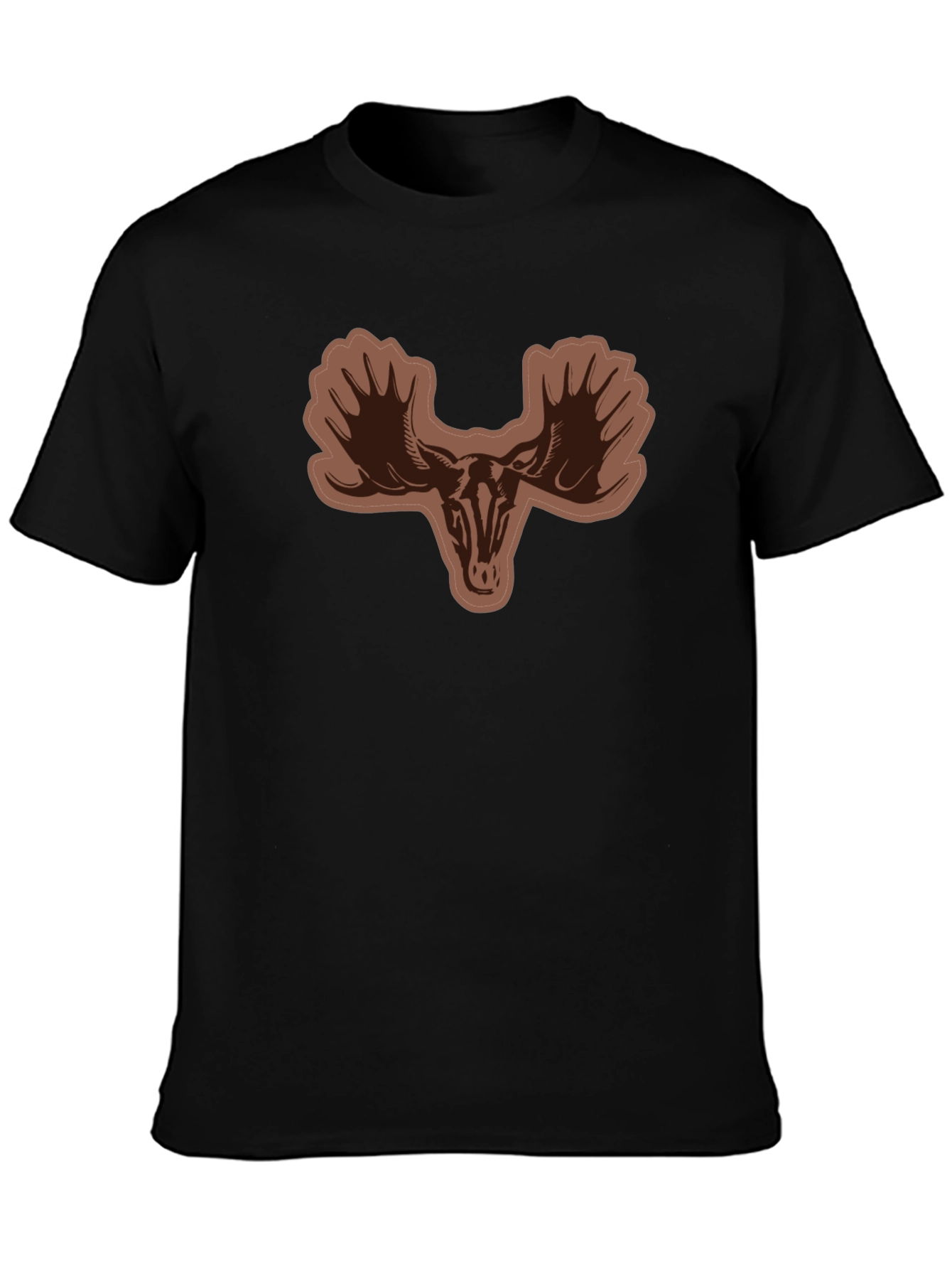 Mens Black T-shirt with Moose Skull Graphic