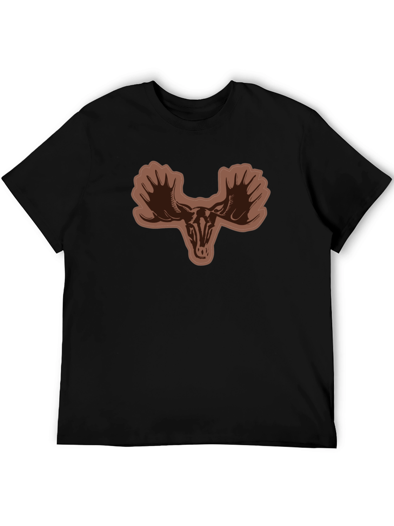 Mens Black T-shirt with Moose Skull Graphic