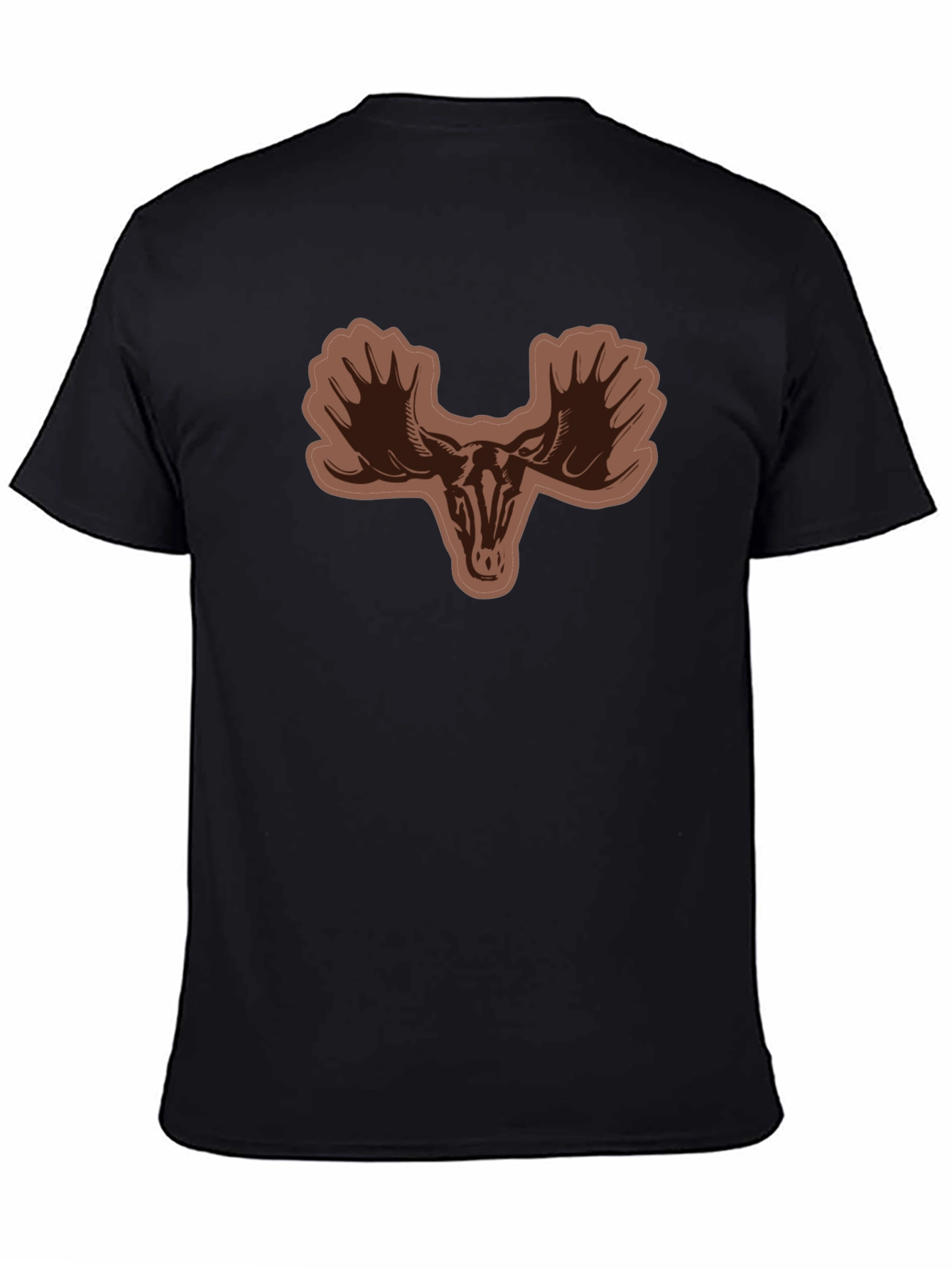 Mens Black T-shirt with Moose Skull Graphic
