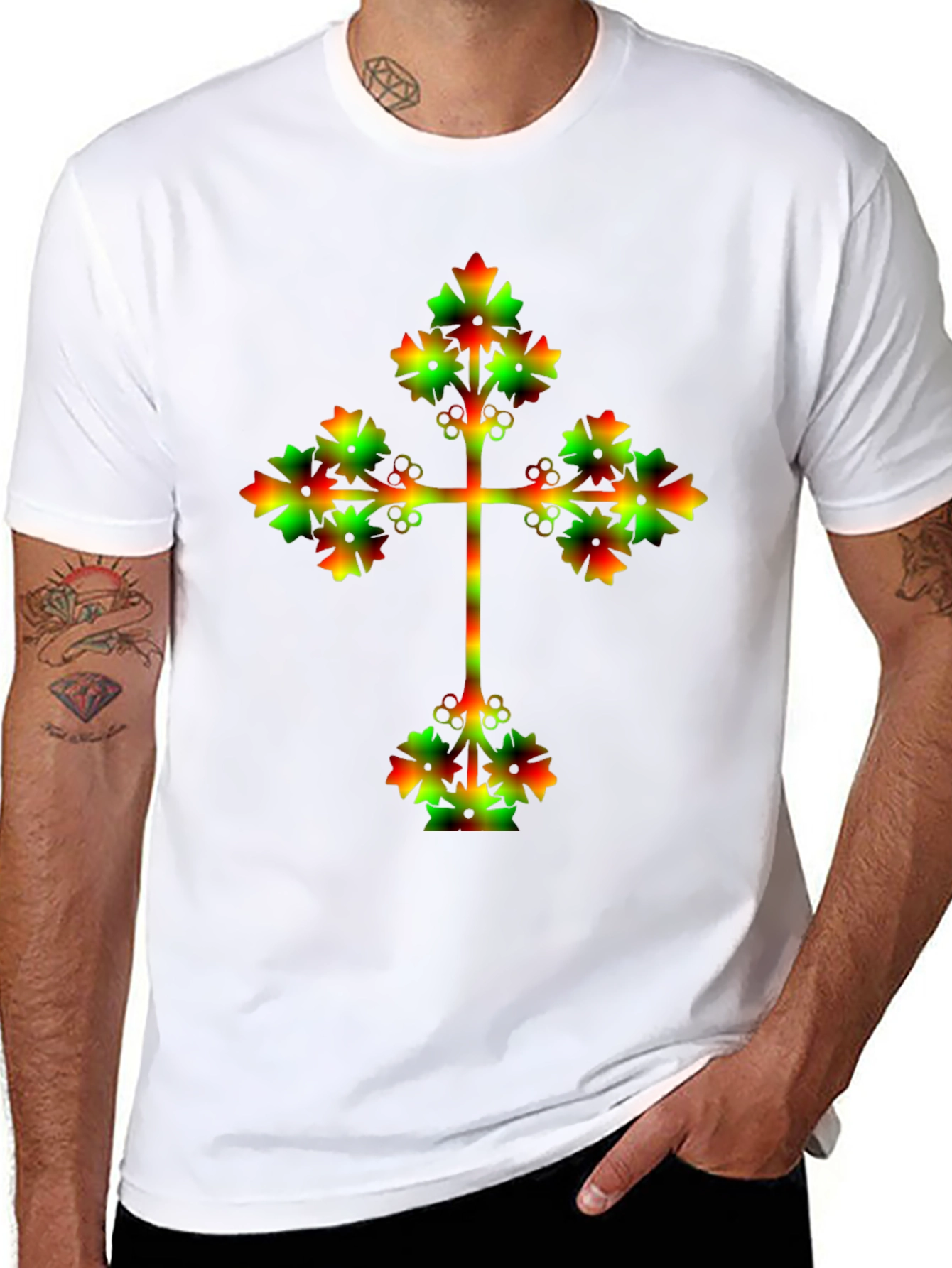 Rasta Cross Graphic Black T-Shirt