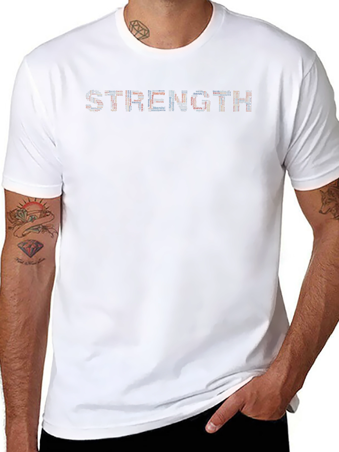 Strength Word Art Black T-Shirt