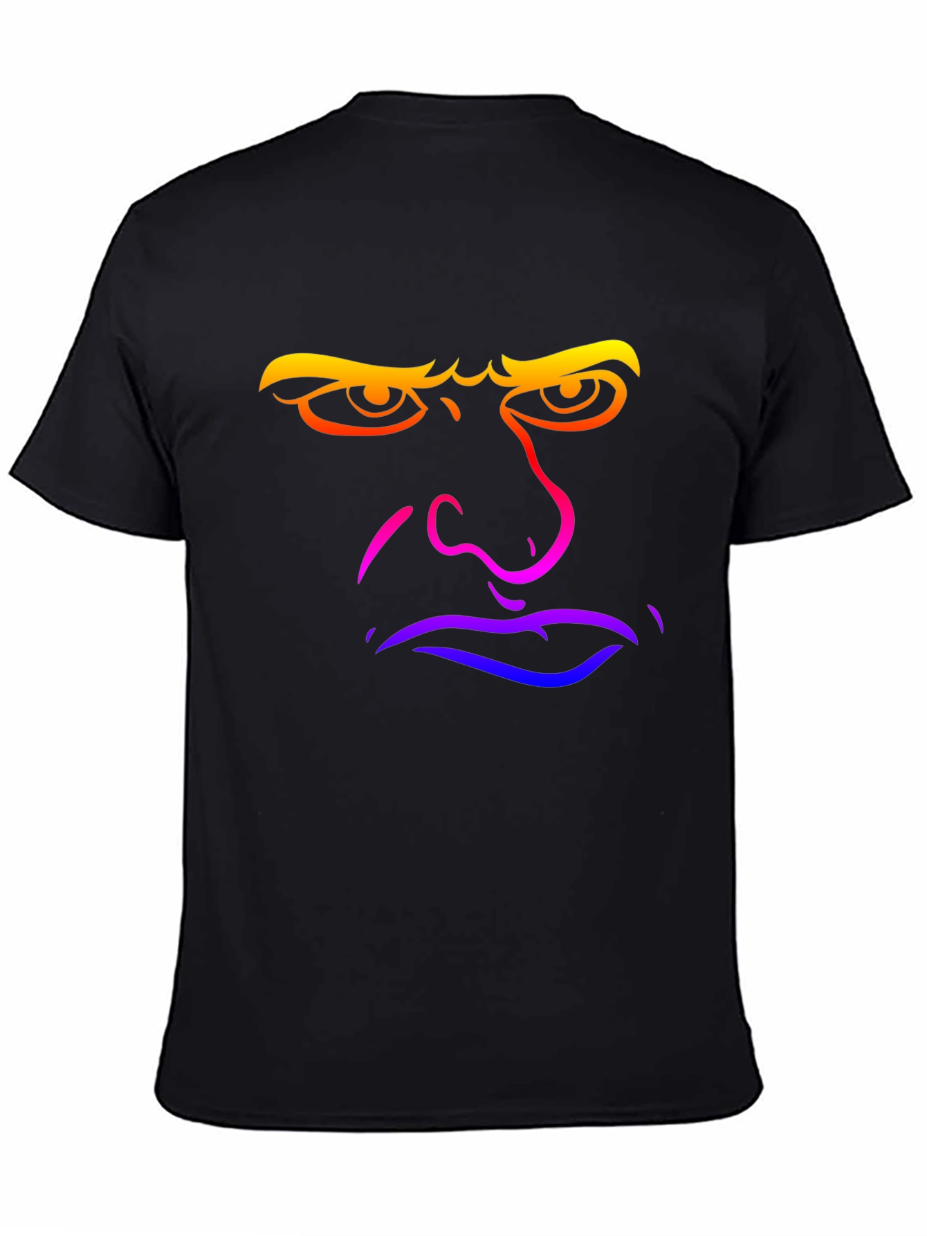 Grumpy Rainbow Face Graphic Tee - Black