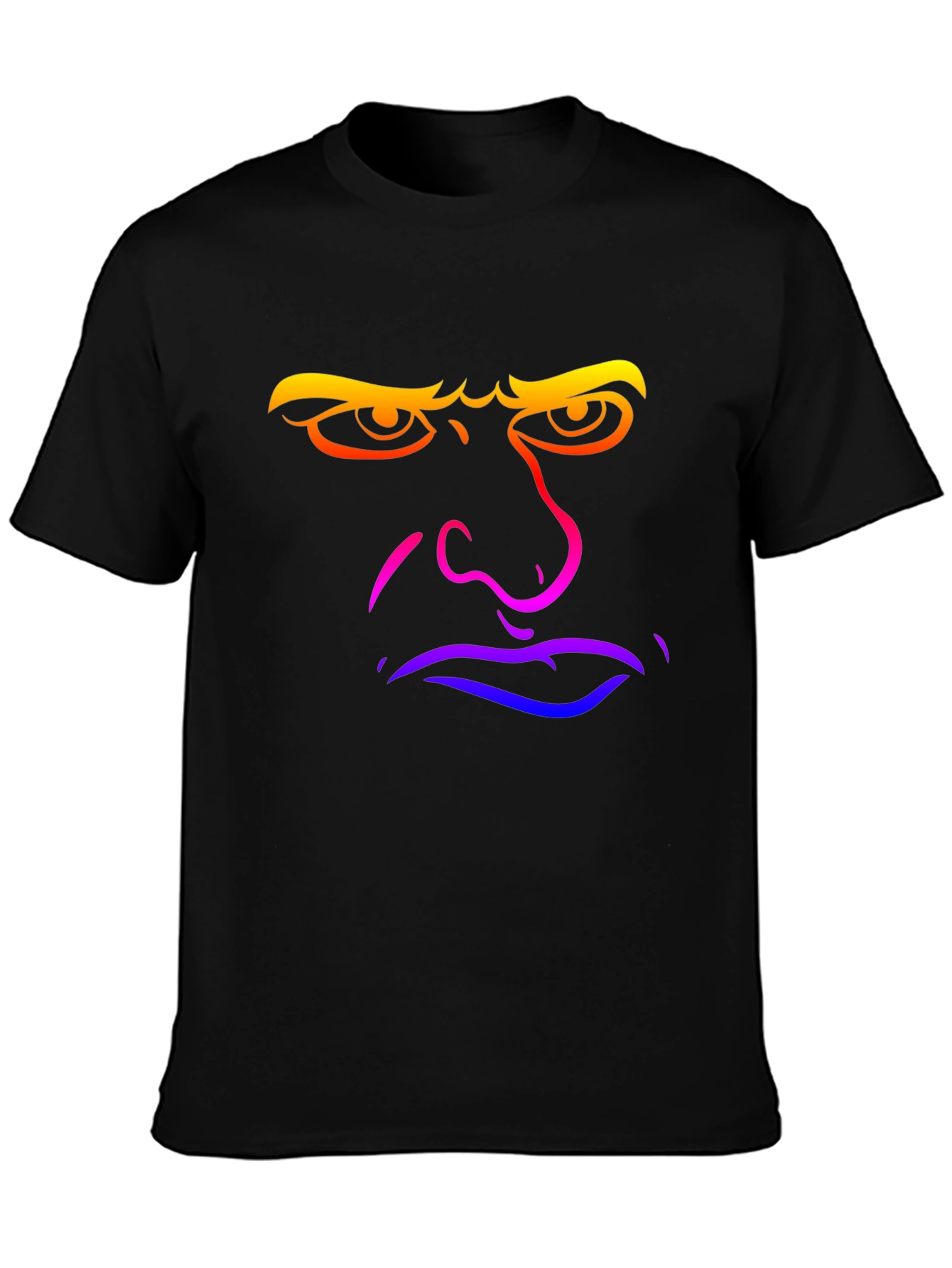 Grumpy Rainbow Face Graphic Tee - Black