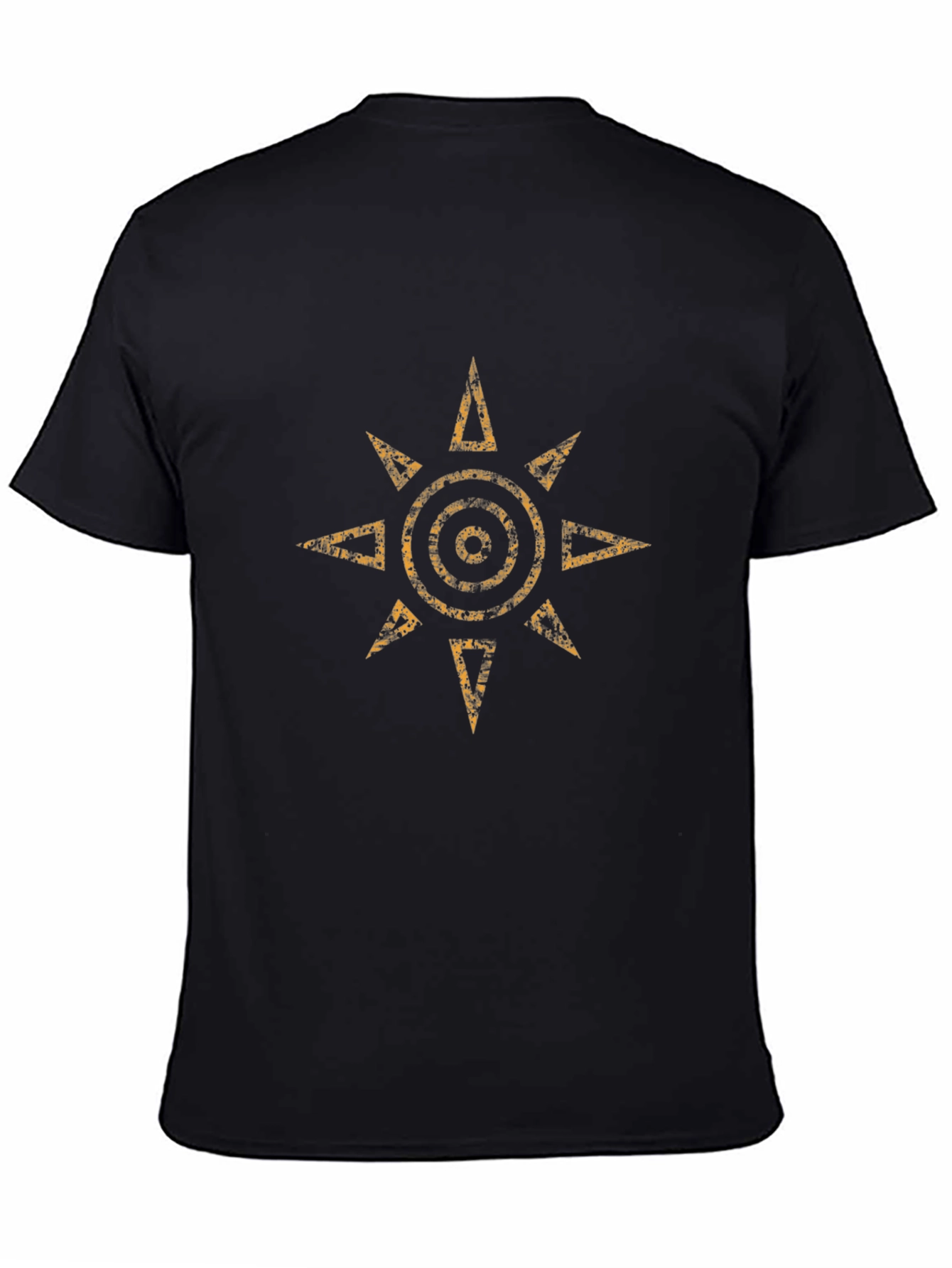 Geometric Sun Graphic Print Black T-Shirt