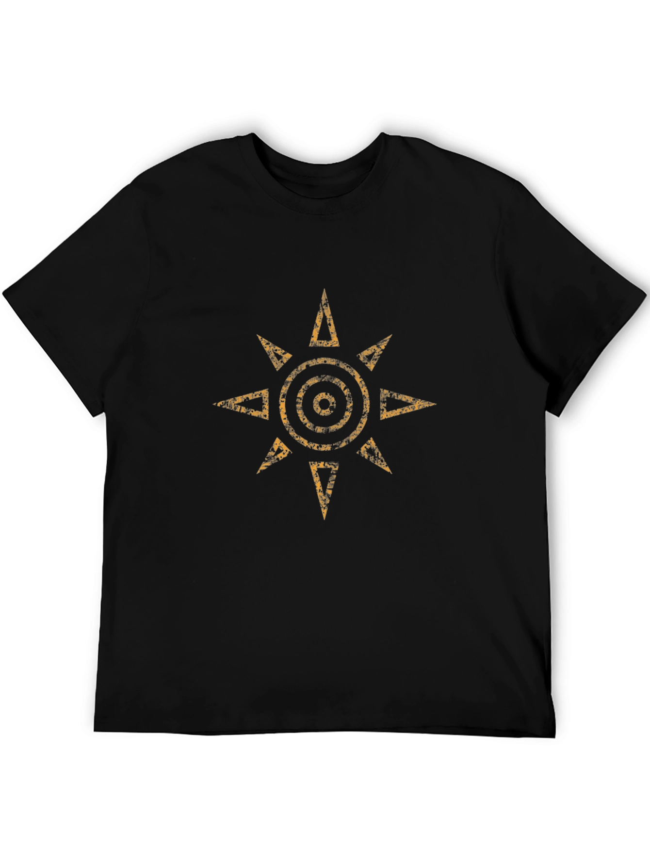 Geometric Sun Graphic Print Black T-Shirt