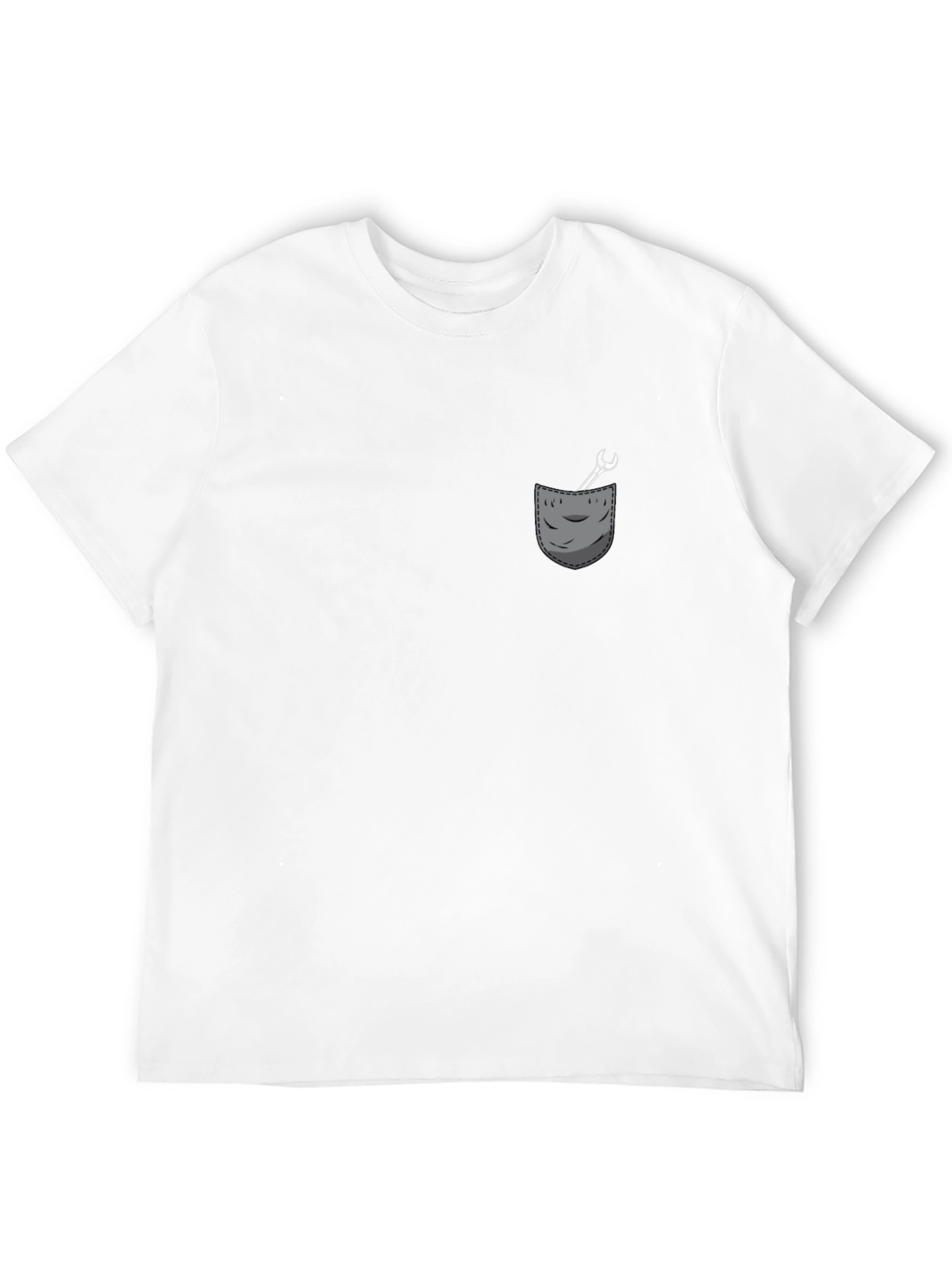 Mens Black T-Shirt with Wrench Pocket Graphic