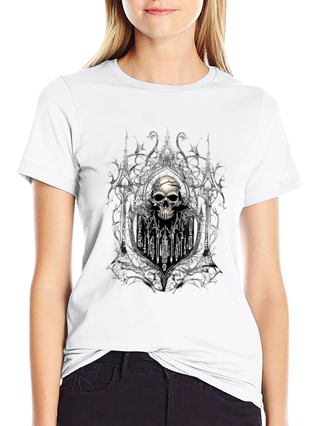Gothic Skull Graphic Tee - Dark Style Shirt