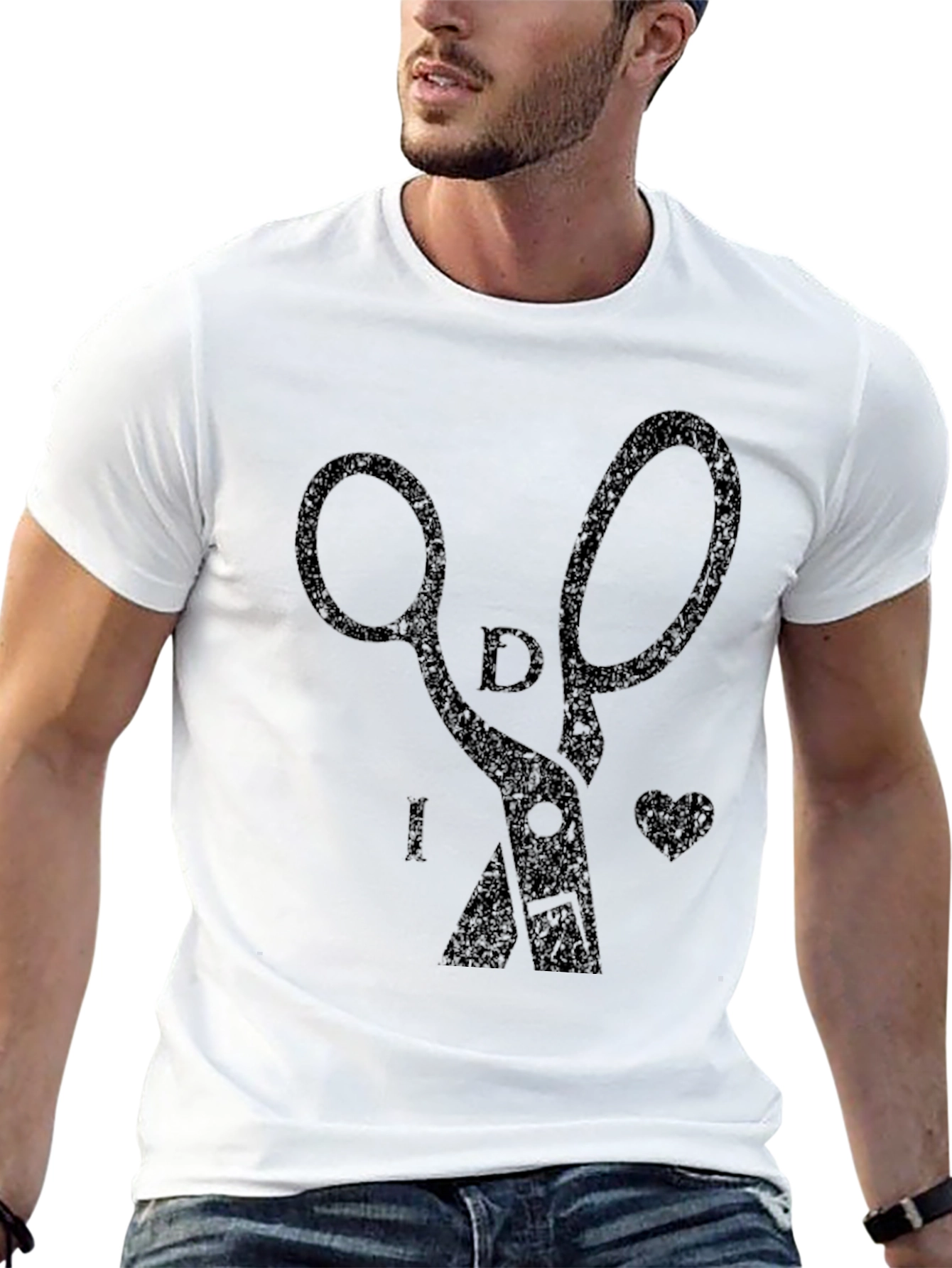 Stylish Black Scissors Graphic Tee