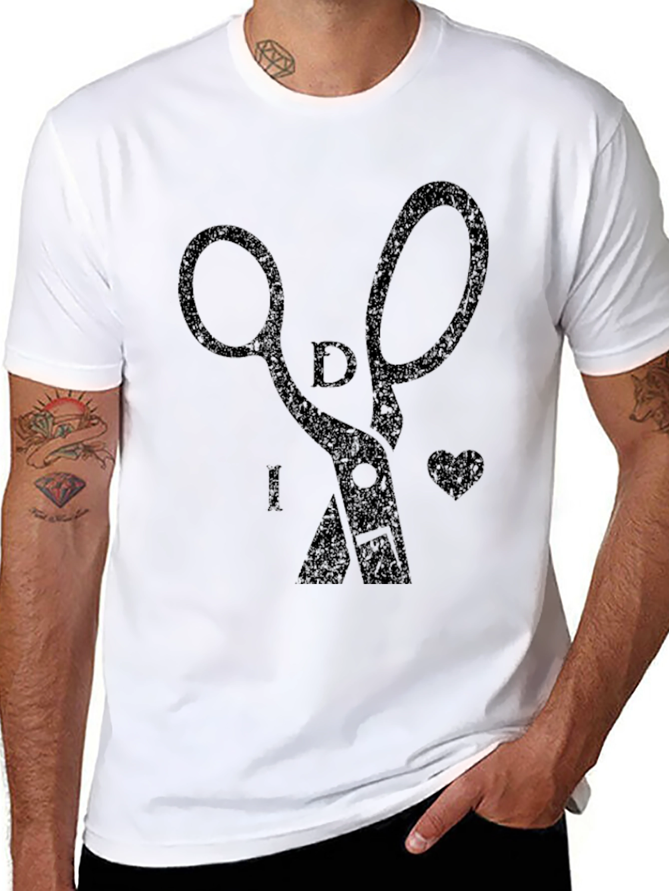 Stylish Black Scissors Graphic Tee