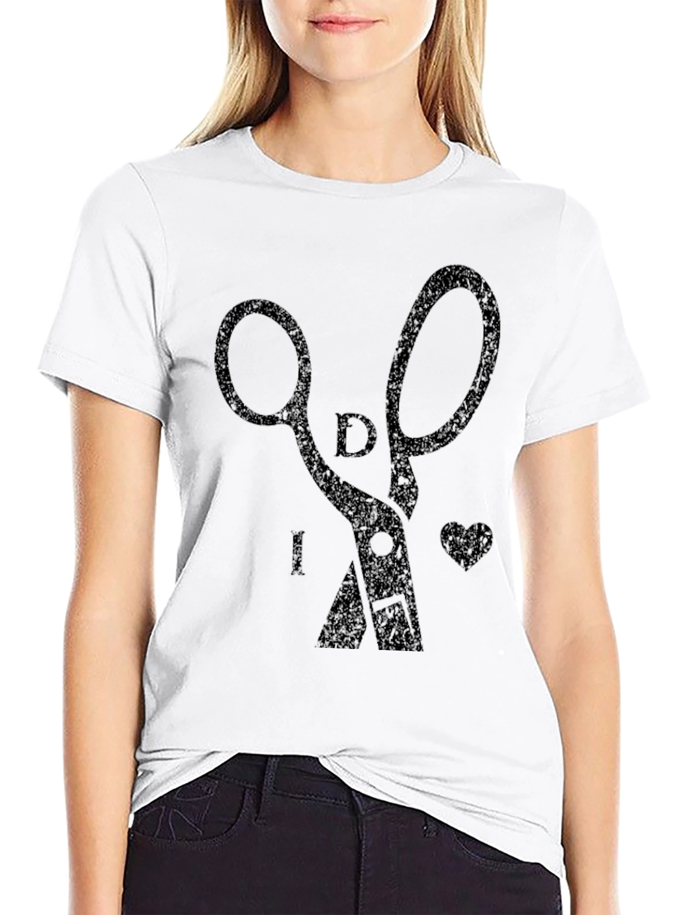 Stylish Black Scissors Graphic Tee