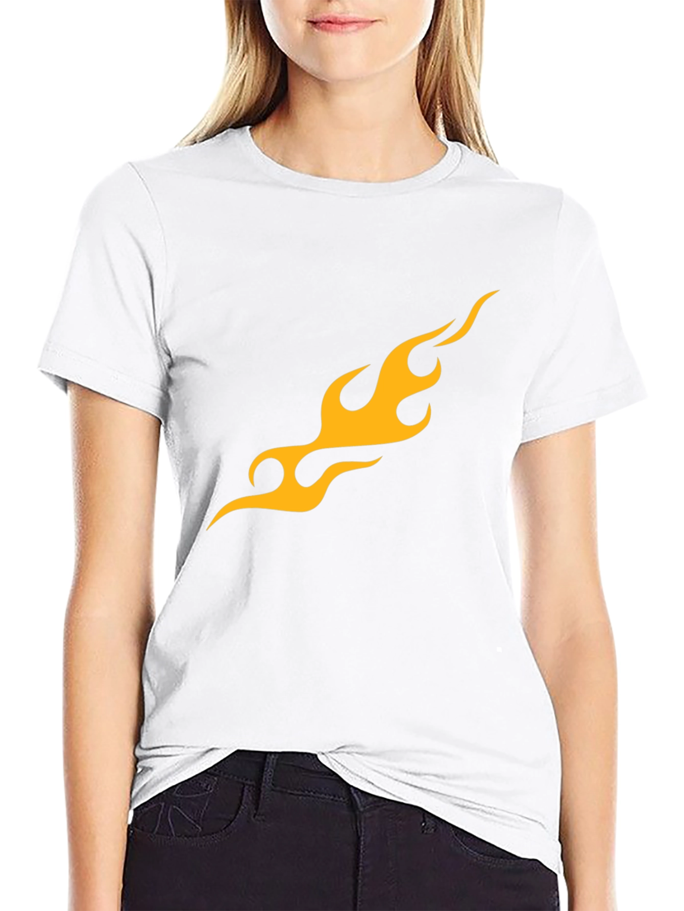 Mens Black T-Shirt with Flame Graphic
