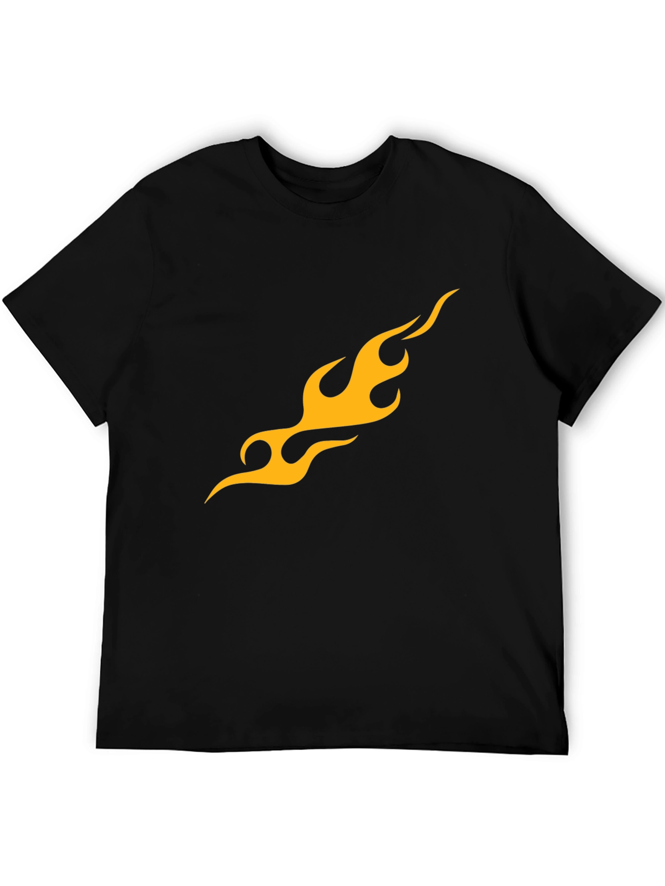 Mens Black T-Shirt with Flame Graphic