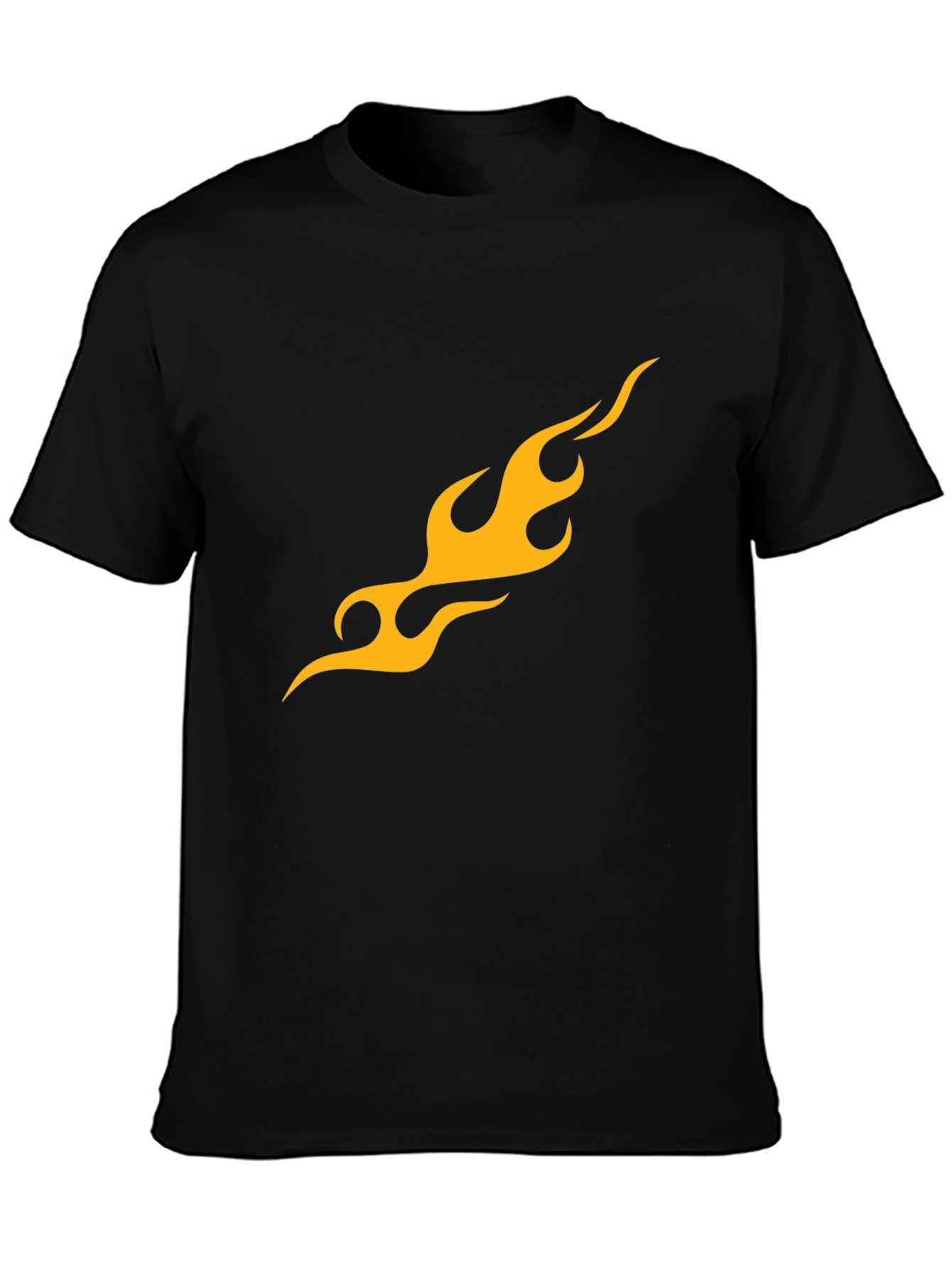 Mens Black T-Shirt with Flame Graphic