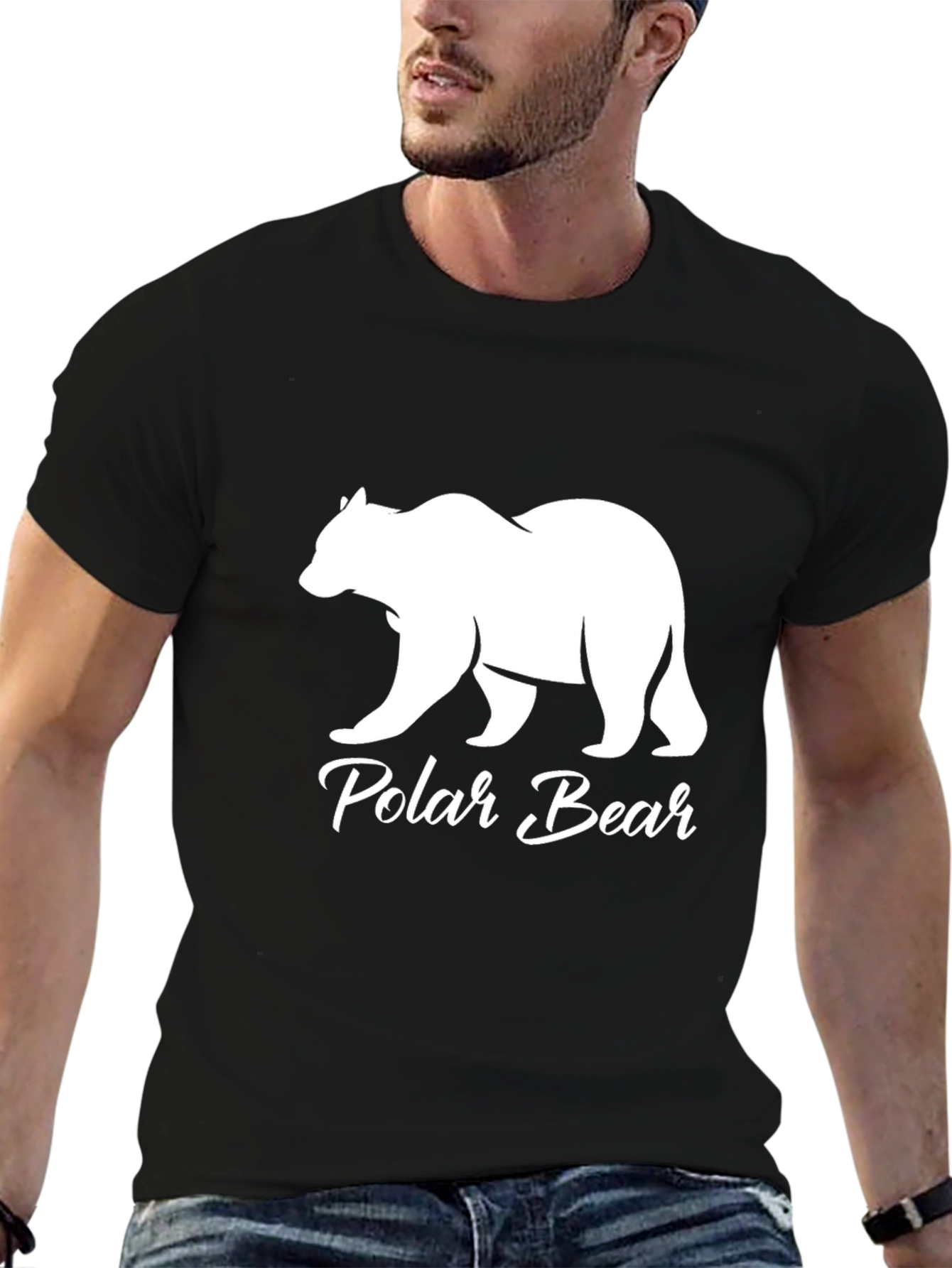 Polar Bear Graphic Tee - Stylish Black Cotton T-Shirt