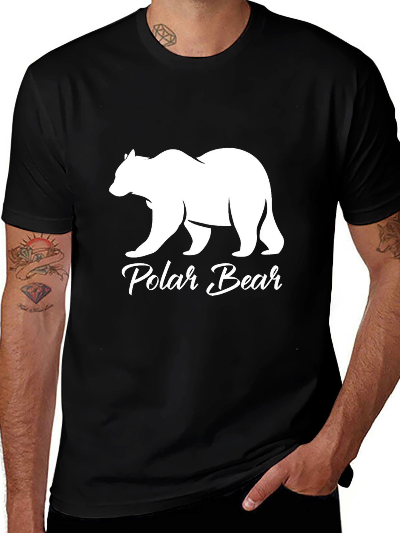 Polar Bear Graphic Tee - Stylish Black Cotton T-Shirt