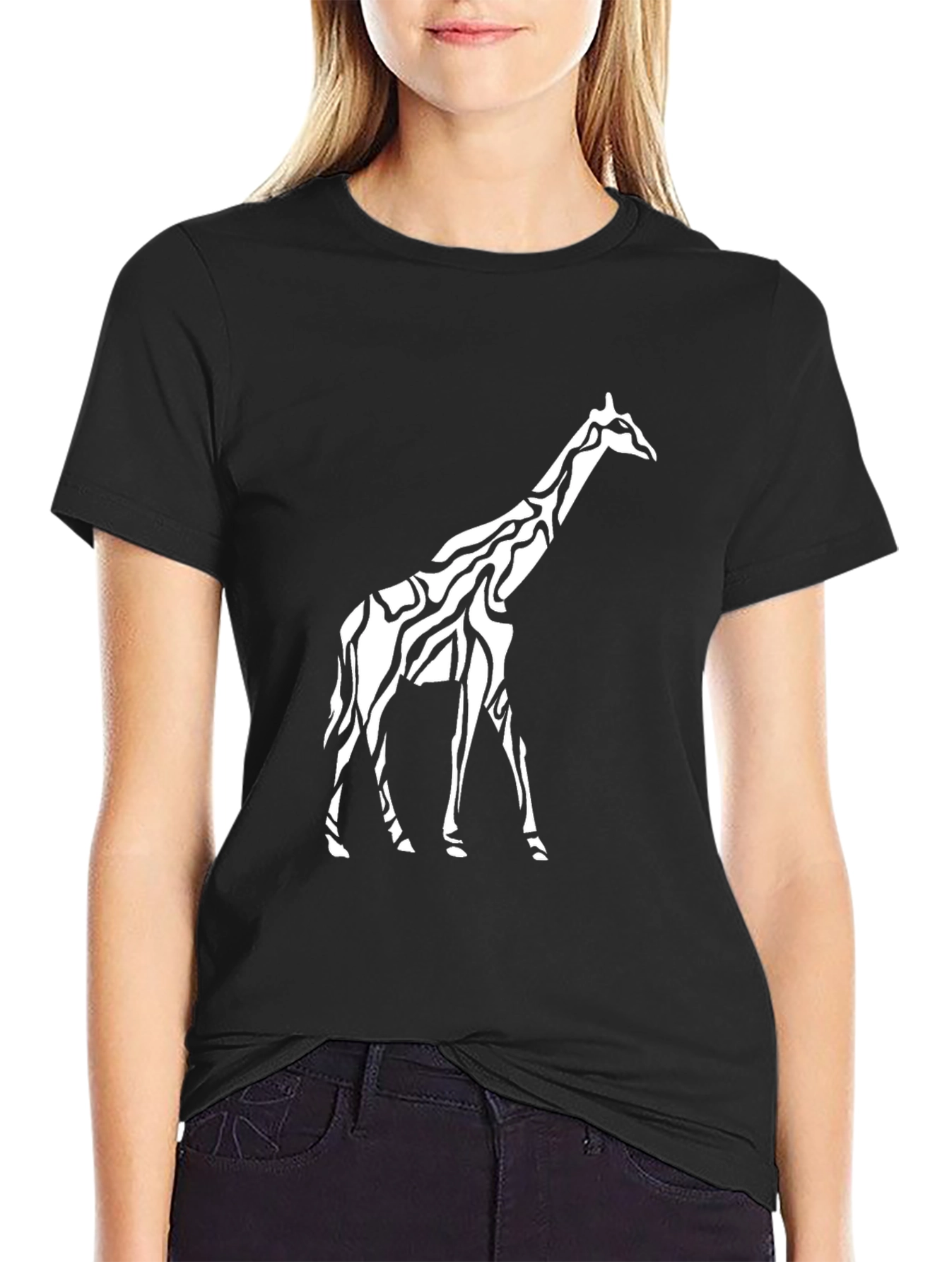 Giraffe Print Crew Neck T-Shirt