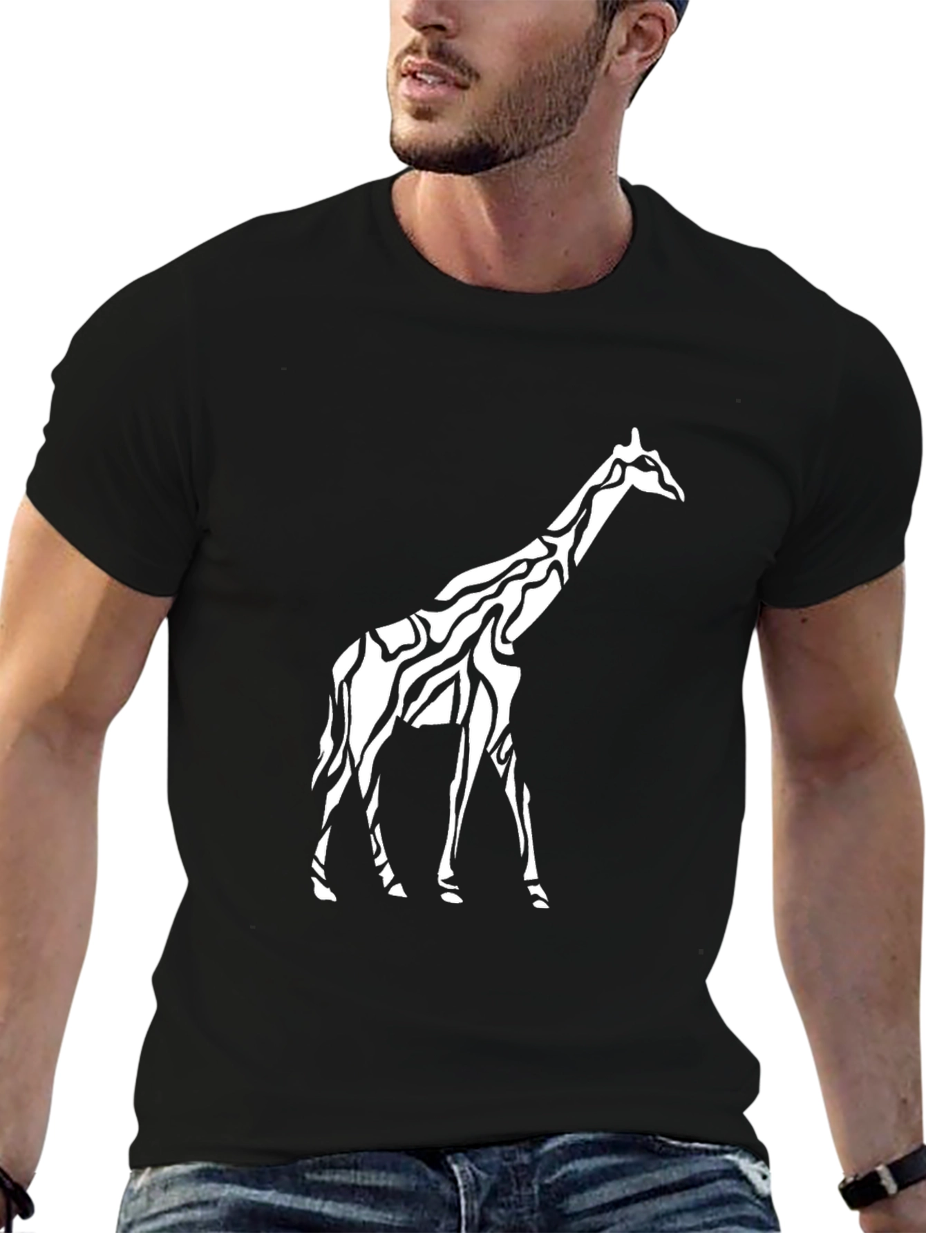 Giraffe Print Crew Neck T-Shirt