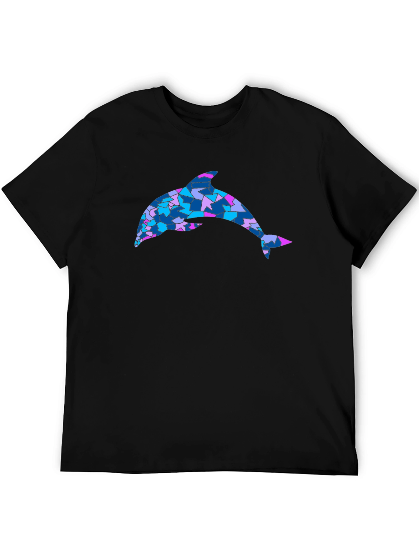 Mosaic Dolphin Graphic Tee - Black Cotton Blend