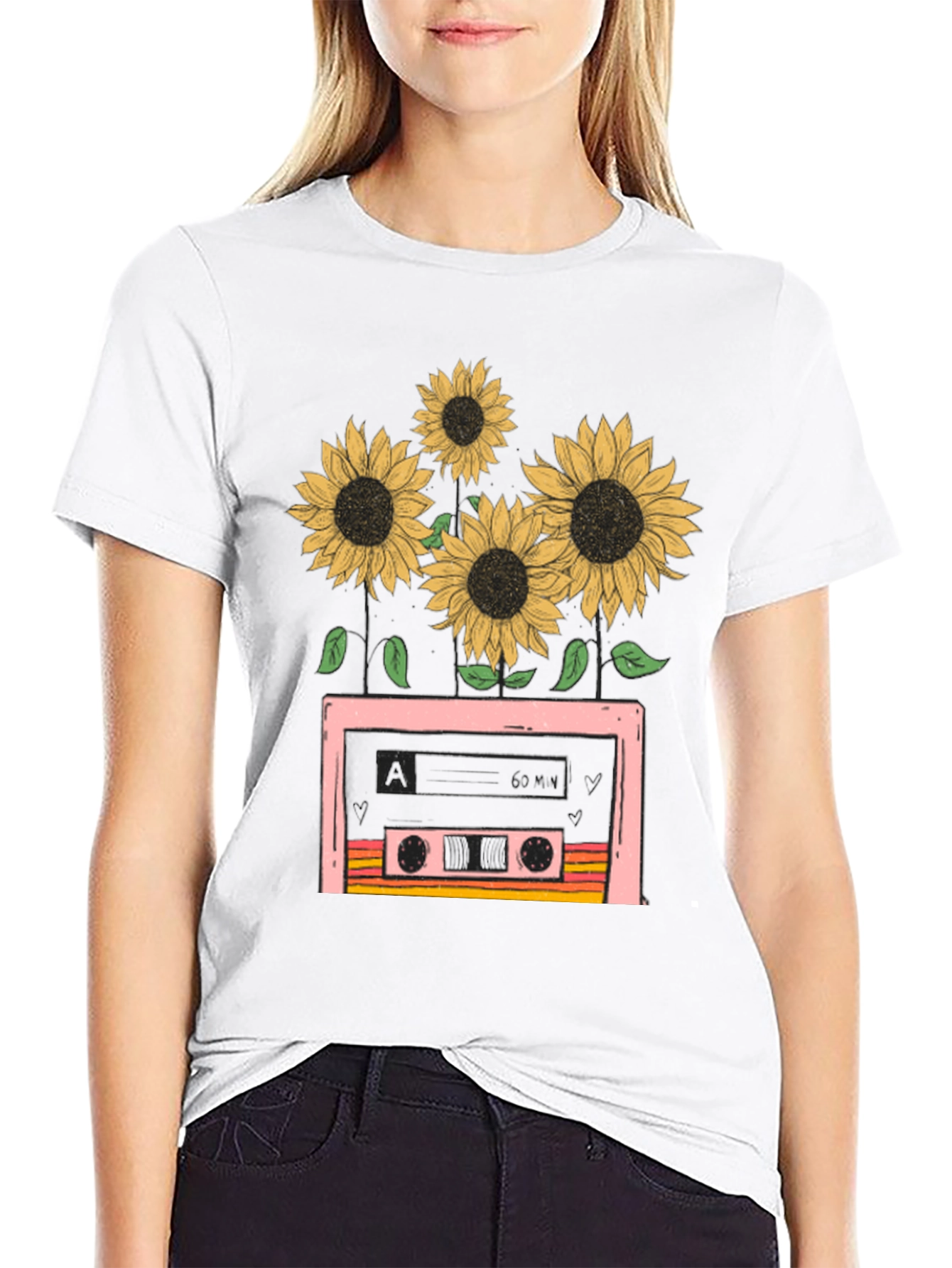 Retro Sunflower Cassette Tape T-Shirt