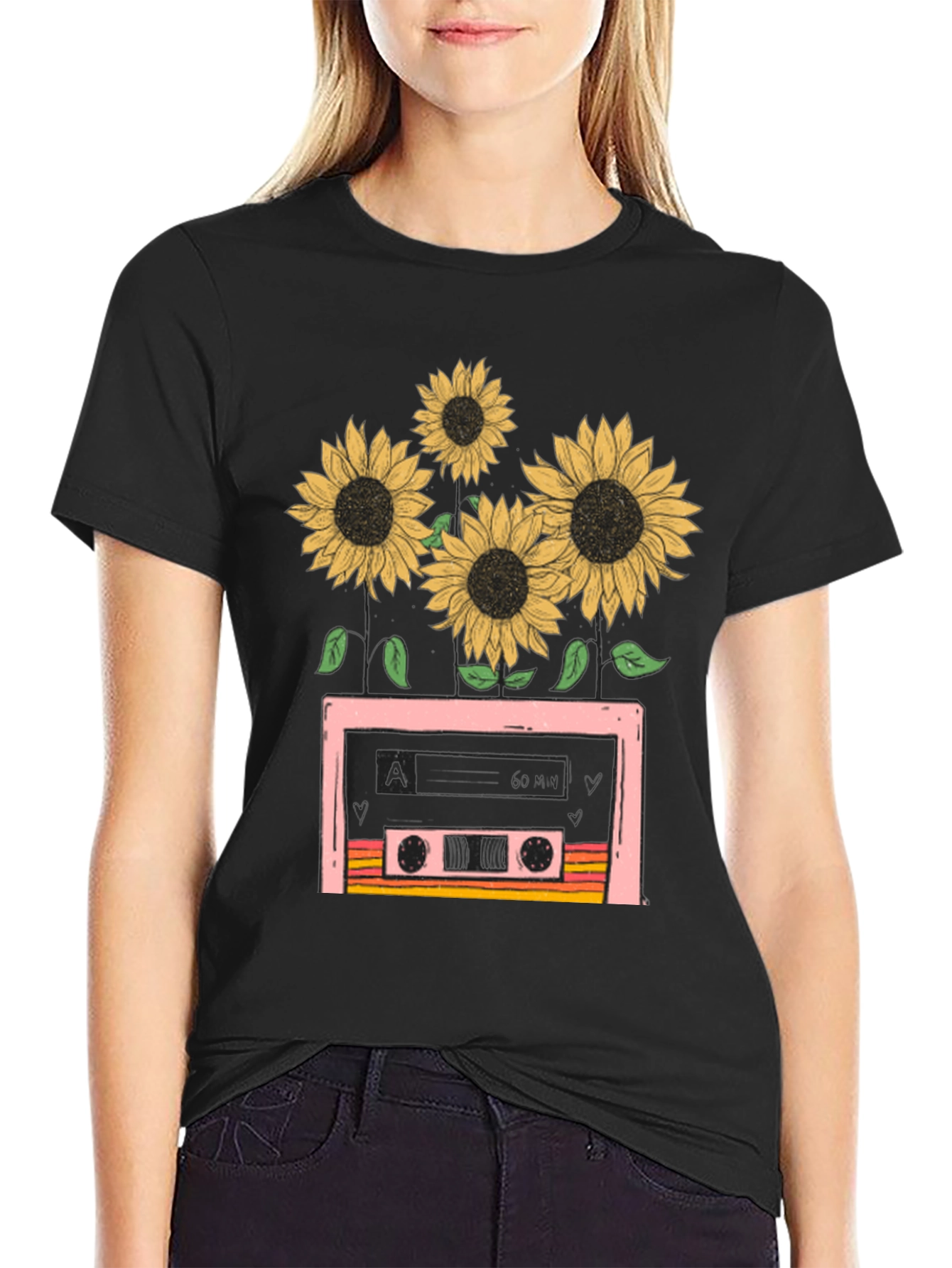 Retro Sunflower Cassette Tape T-Shirt