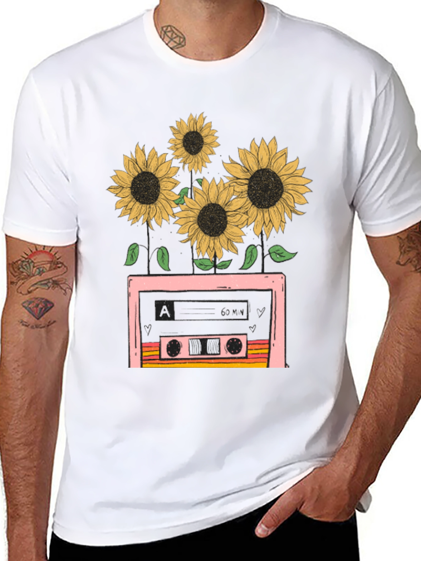 Retro Sunflower Cassette Tape T-Shirt