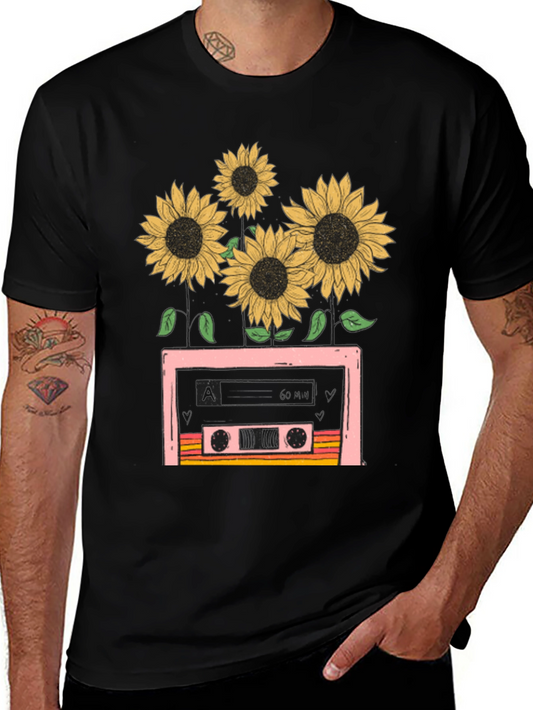 Retro Sunflower Cassette Tape T-Shirt