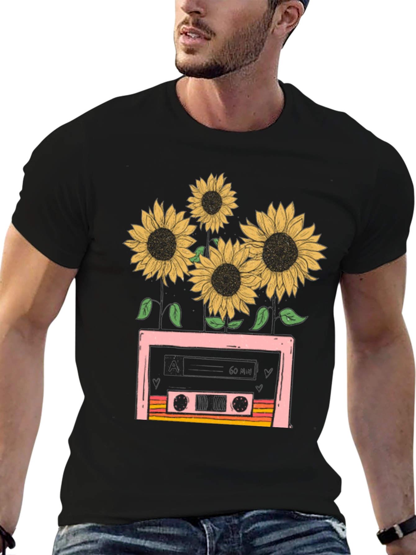 Retro Sunflower Cassette Tape T-Shirt