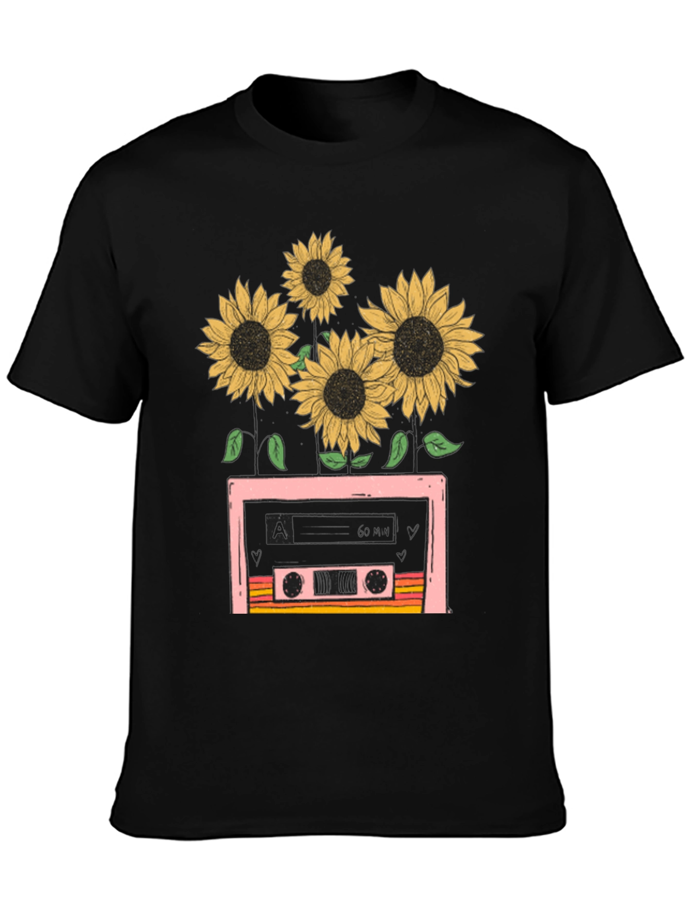 Retro Sunflower Cassette Tape T-Shirt