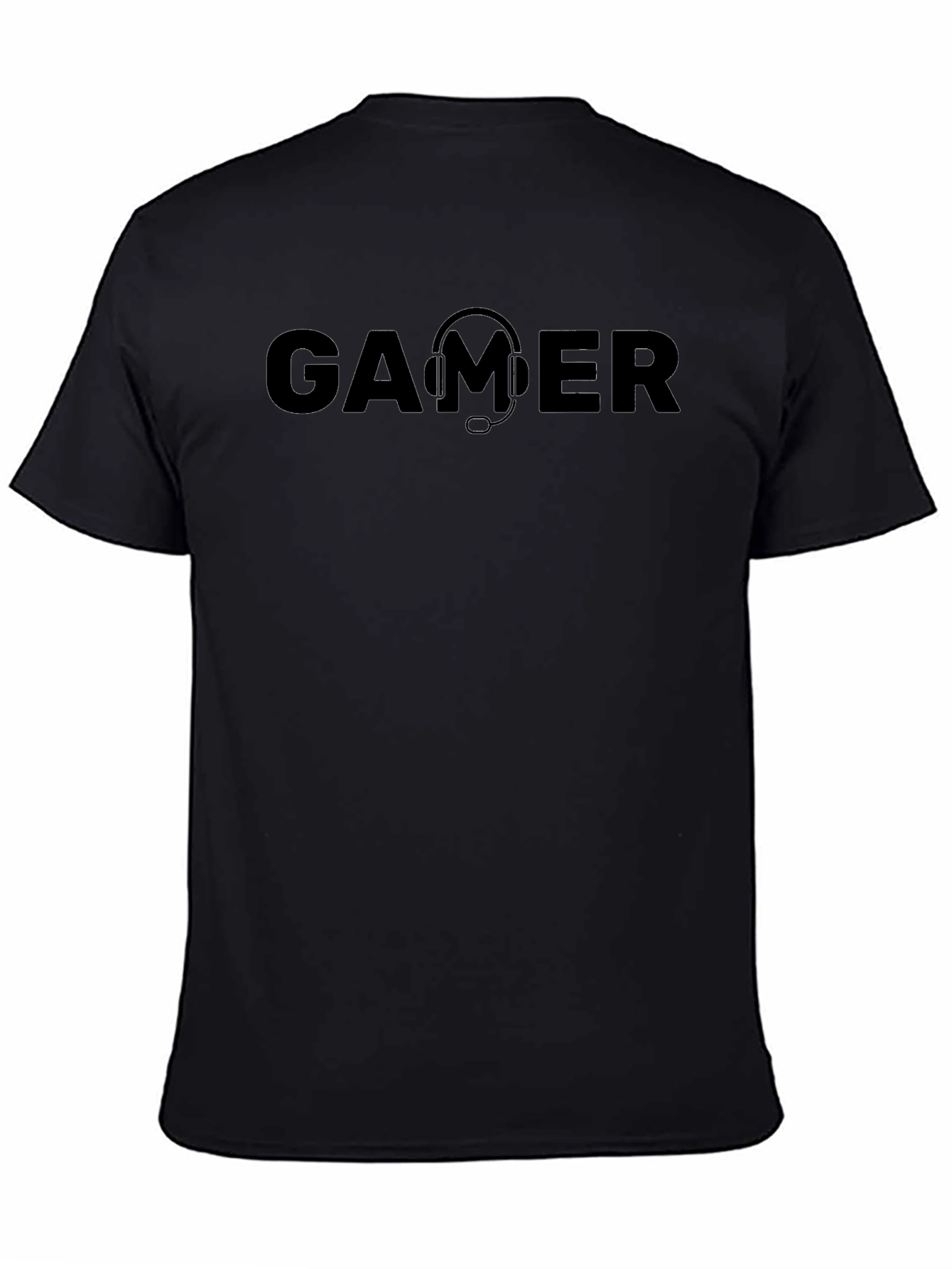 Gamer Headset Graphic Tee - Black Casual T-Shirt