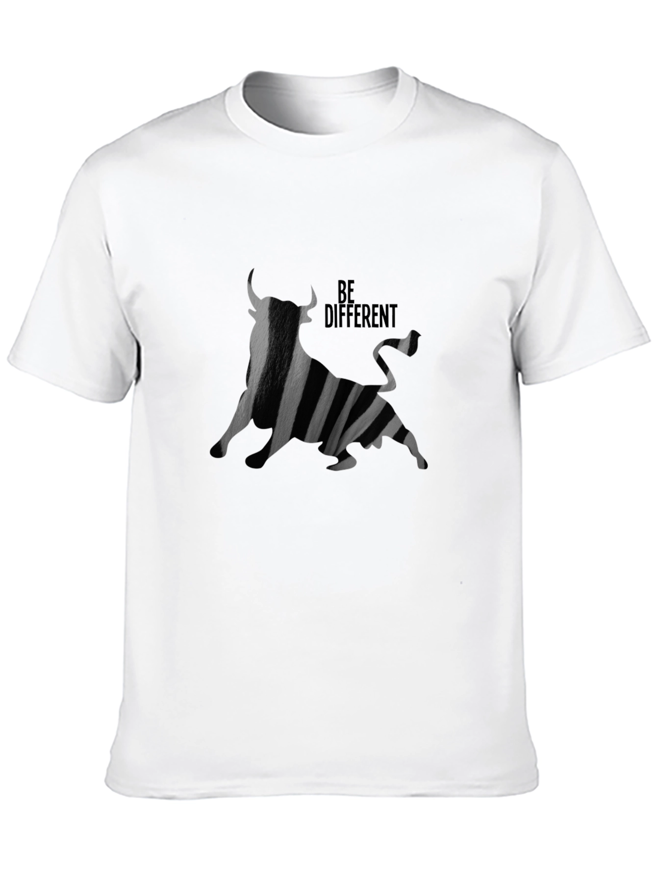 Be Different Bull Graphic Black T-Shirt