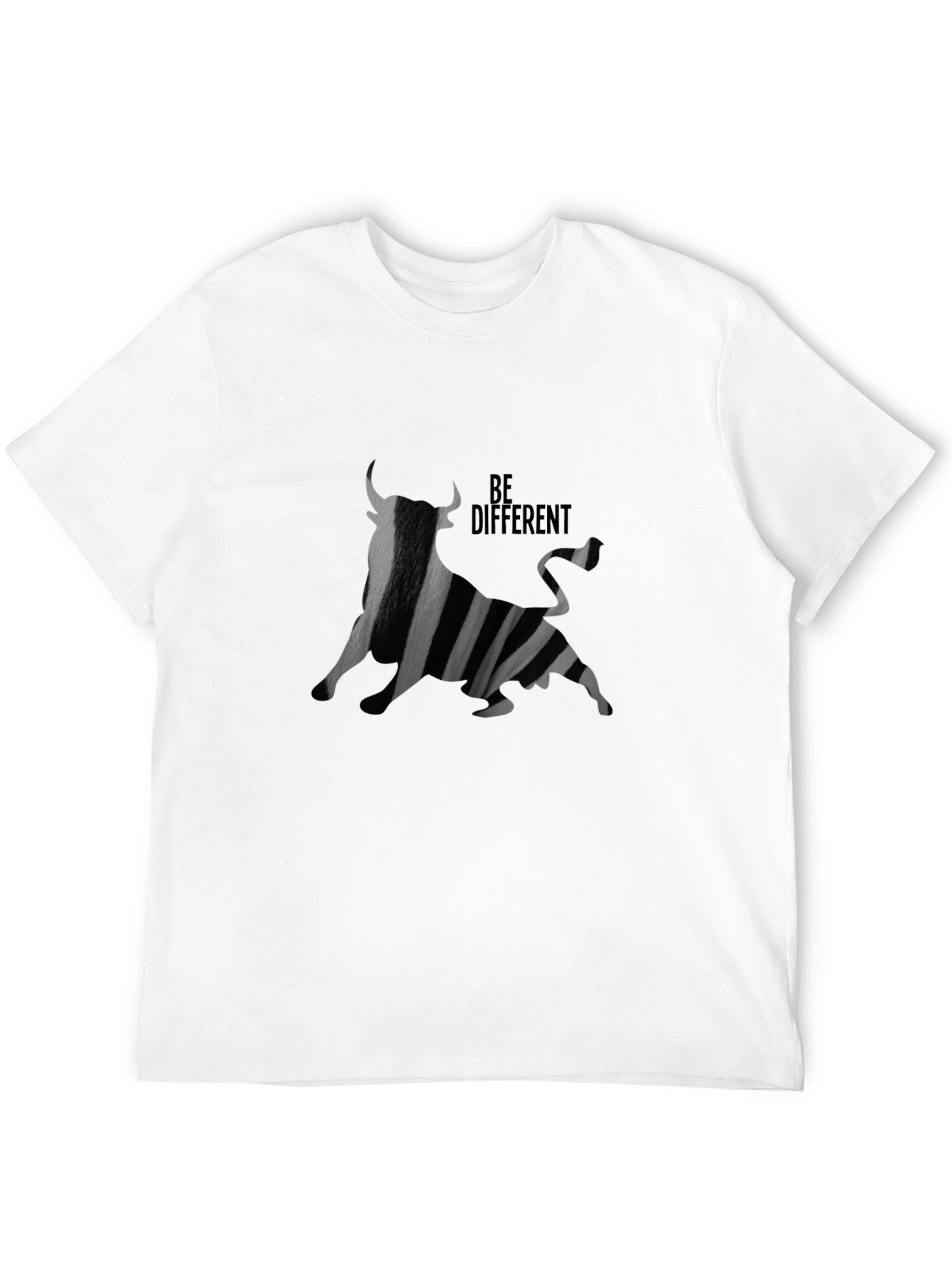 Be Different Bull Graphic Black T-Shirt