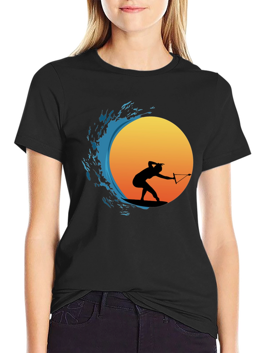 Wake Surfing Silhouette Graphic T-Shirt