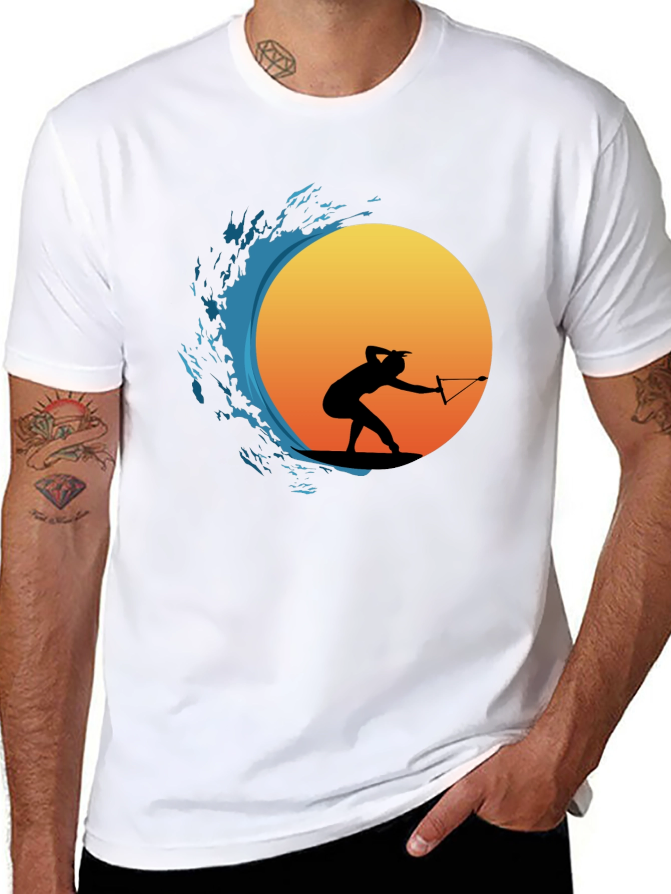 Wake Surfing Silhouette Graphic T-Shirt