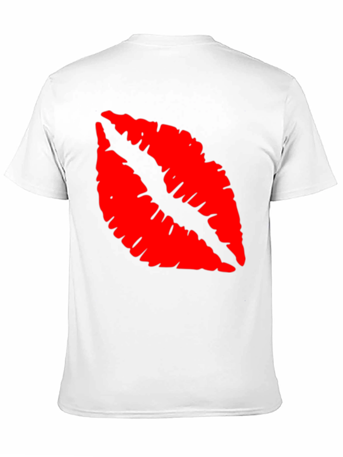 Red Lips Print Black T-Shirt