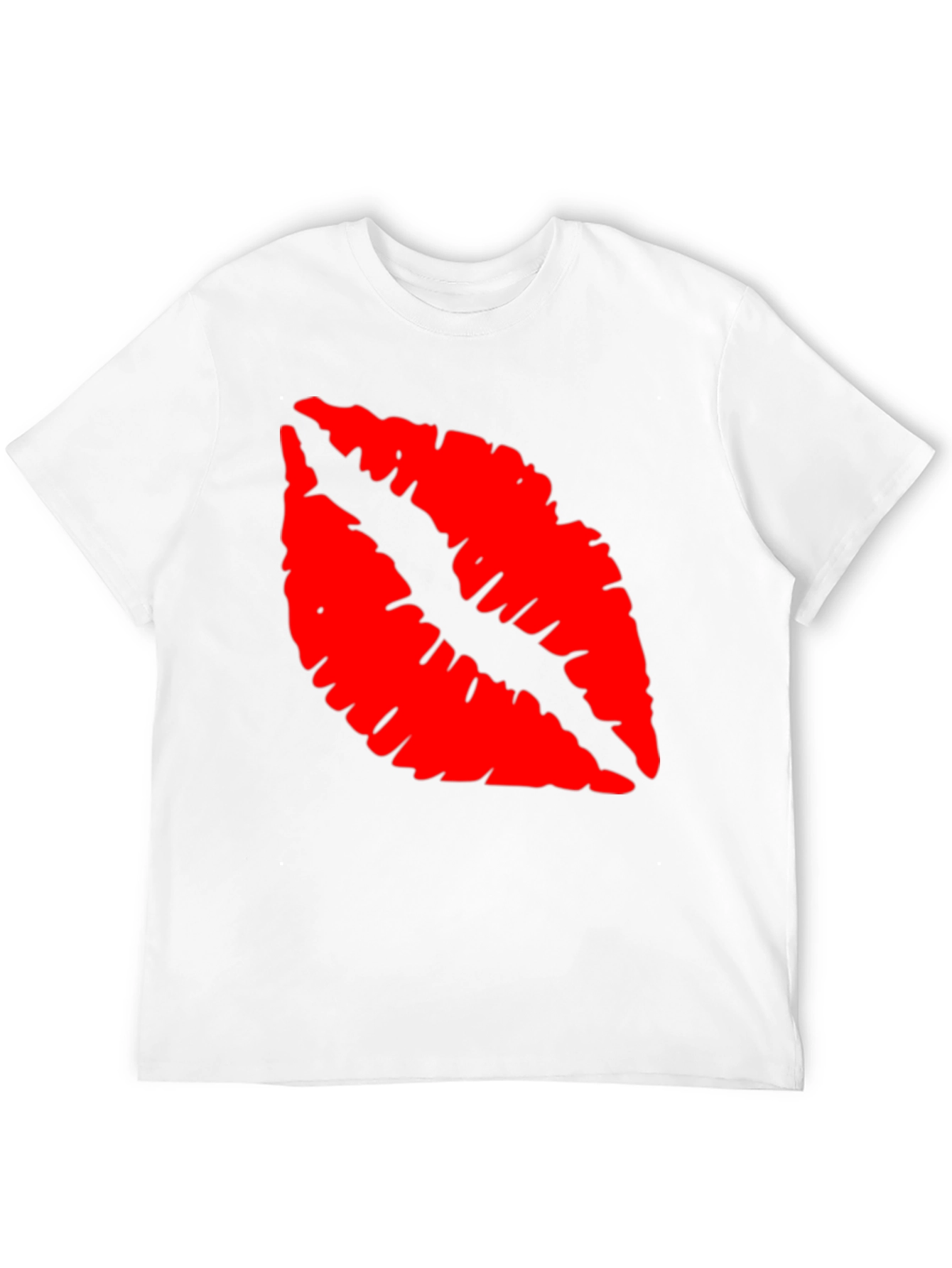 Red Lips Print Black T-Shirt