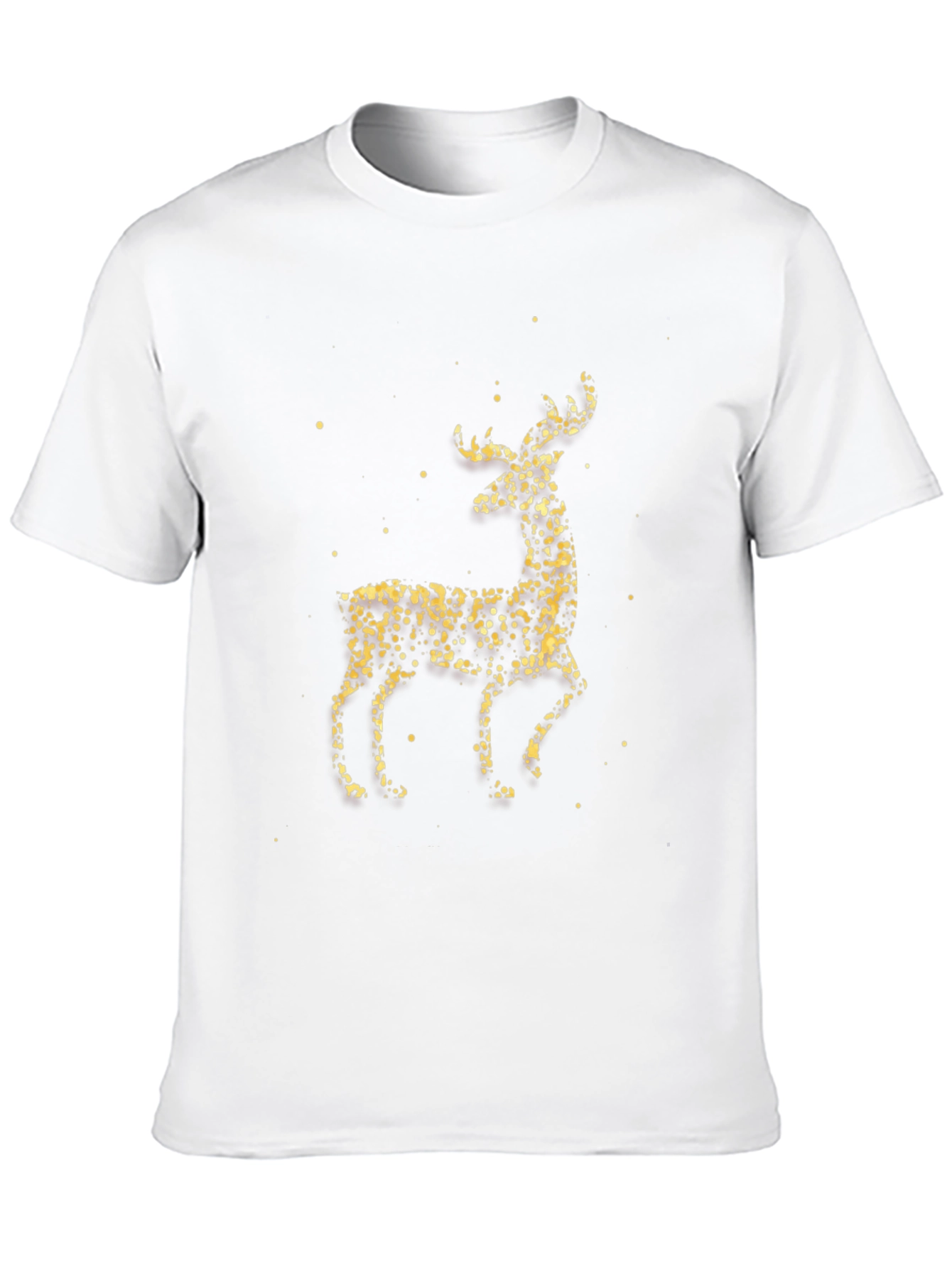 Festive Gold Deer Graphic Tee - Black