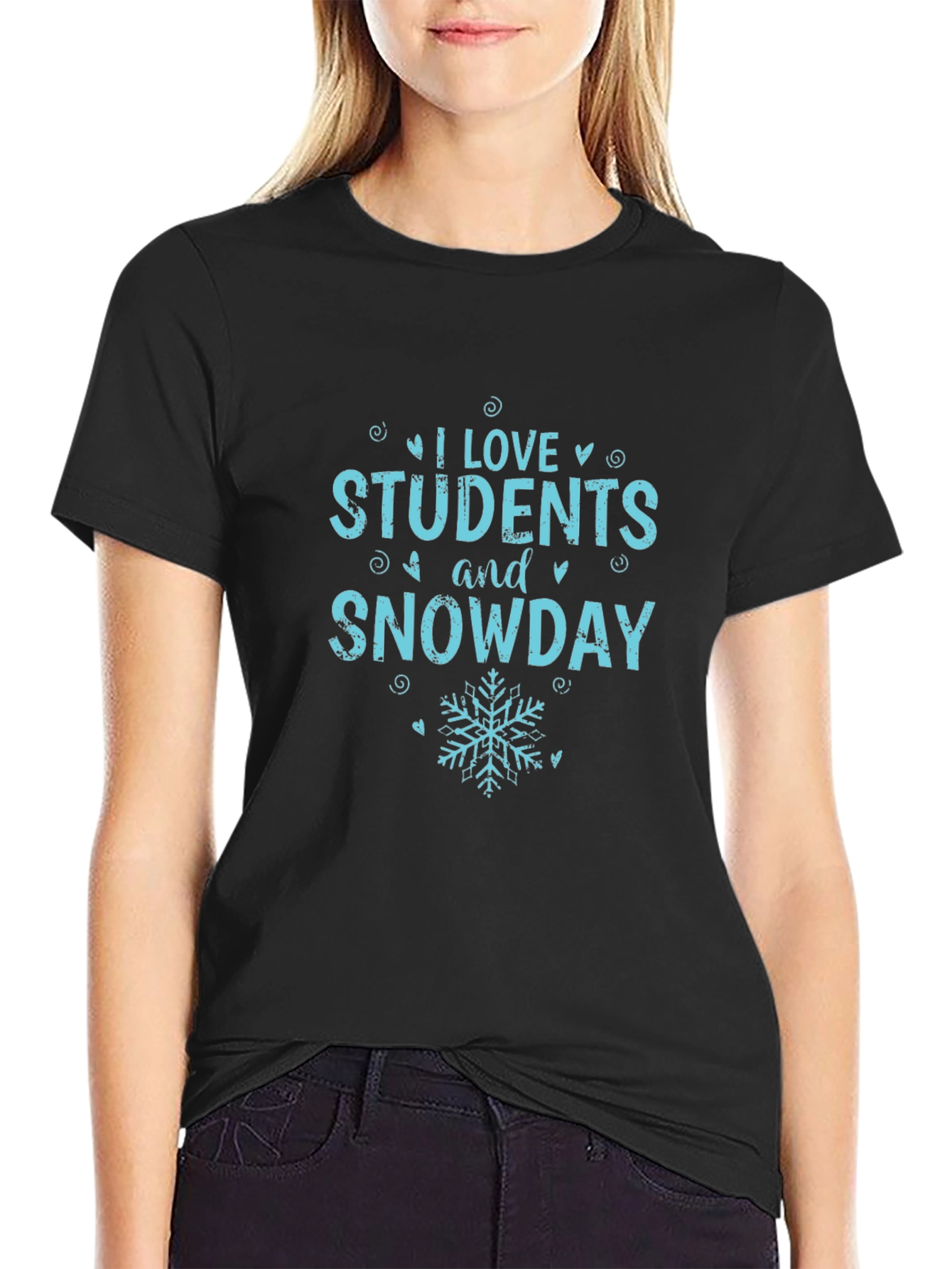 I Love Students and Snowday Black T-Shirt