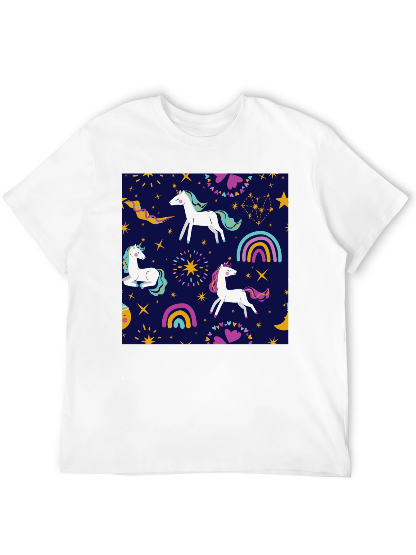 Unicorn Pattern Black T-Shirt