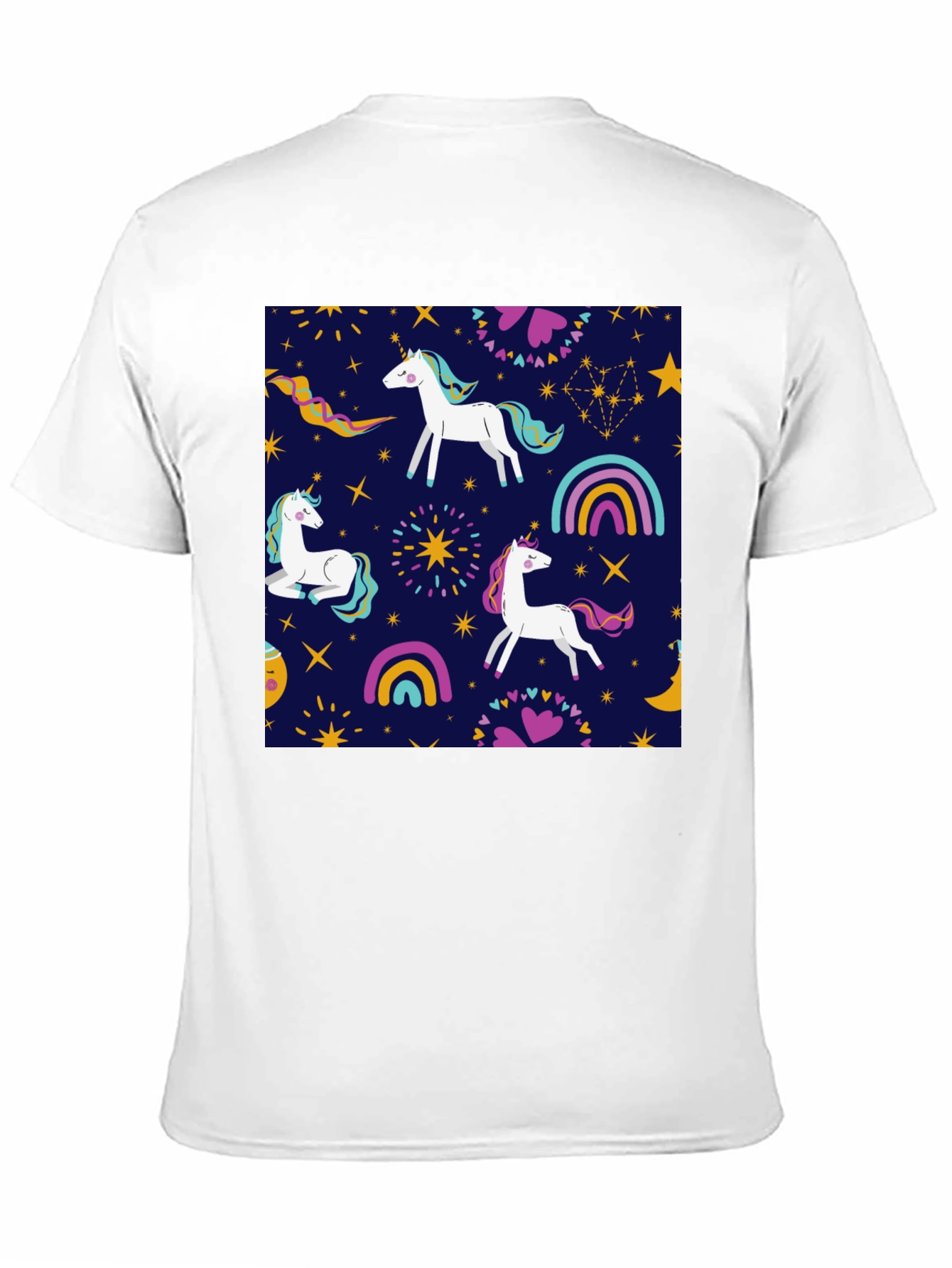 Unicorn Pattern Black T-Shirt
