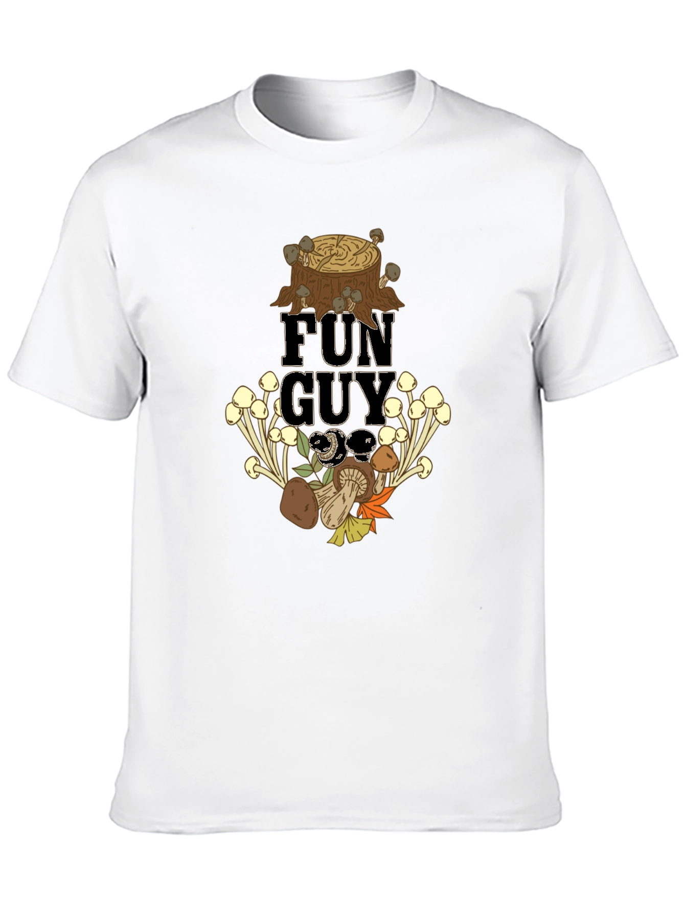 Fun Guy Mushroom Graphic Tee - Black Cotton T-Shirt