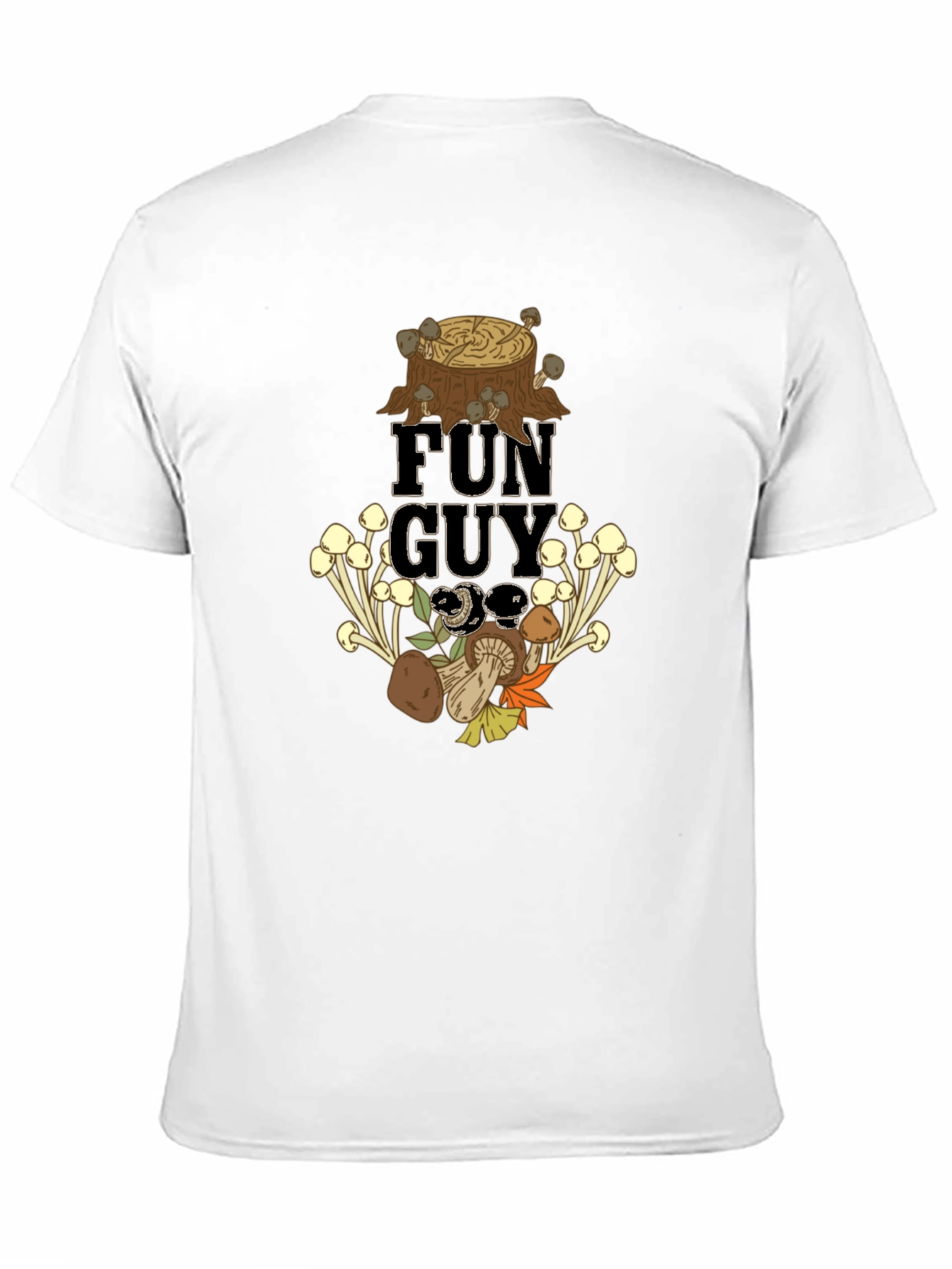 Fun Guy Mushroom Graphic Tee - Black Cotton T-Shirt
