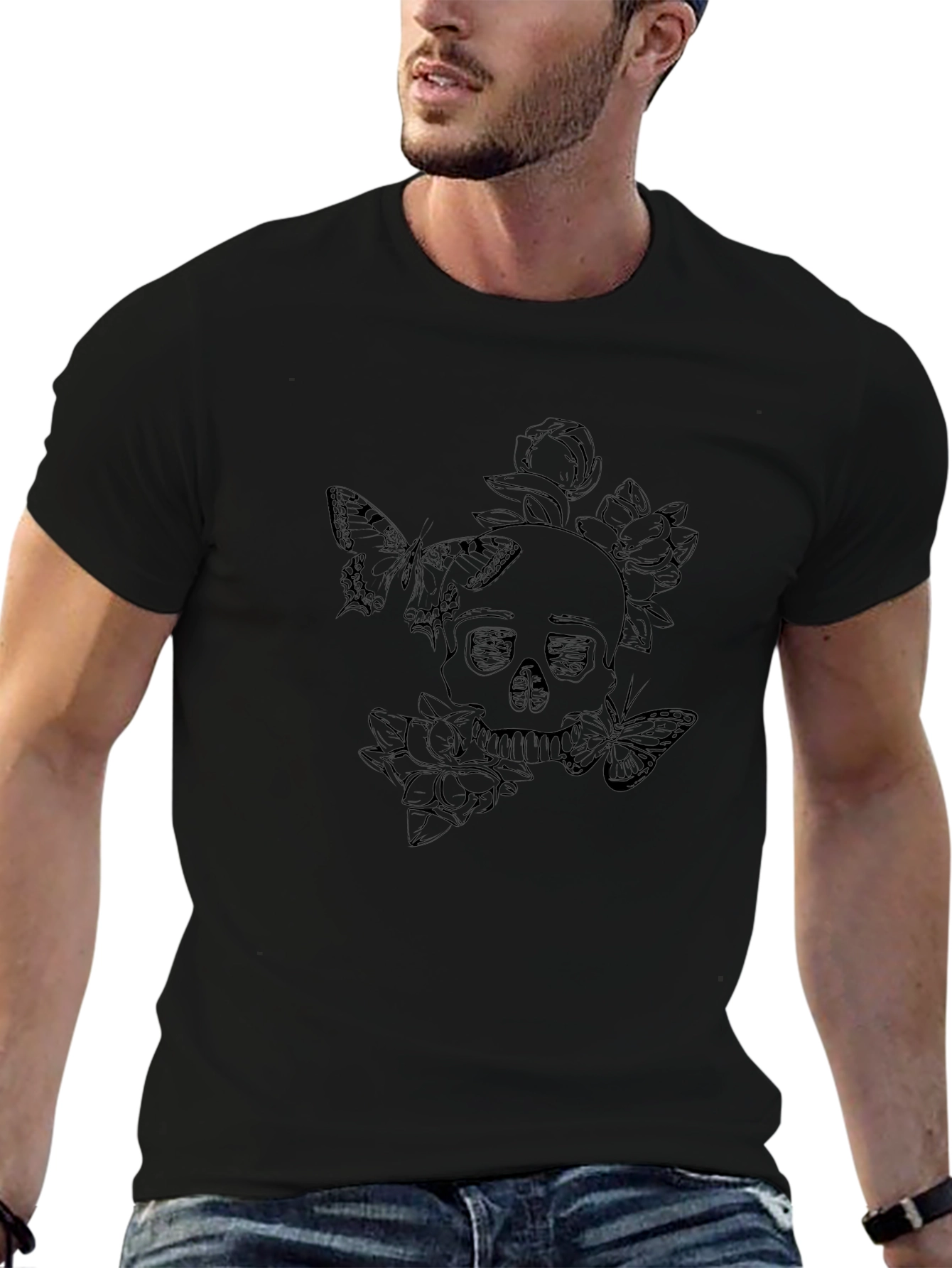 Skull & Butterfly Graphic Tee - Dark Aesthetic