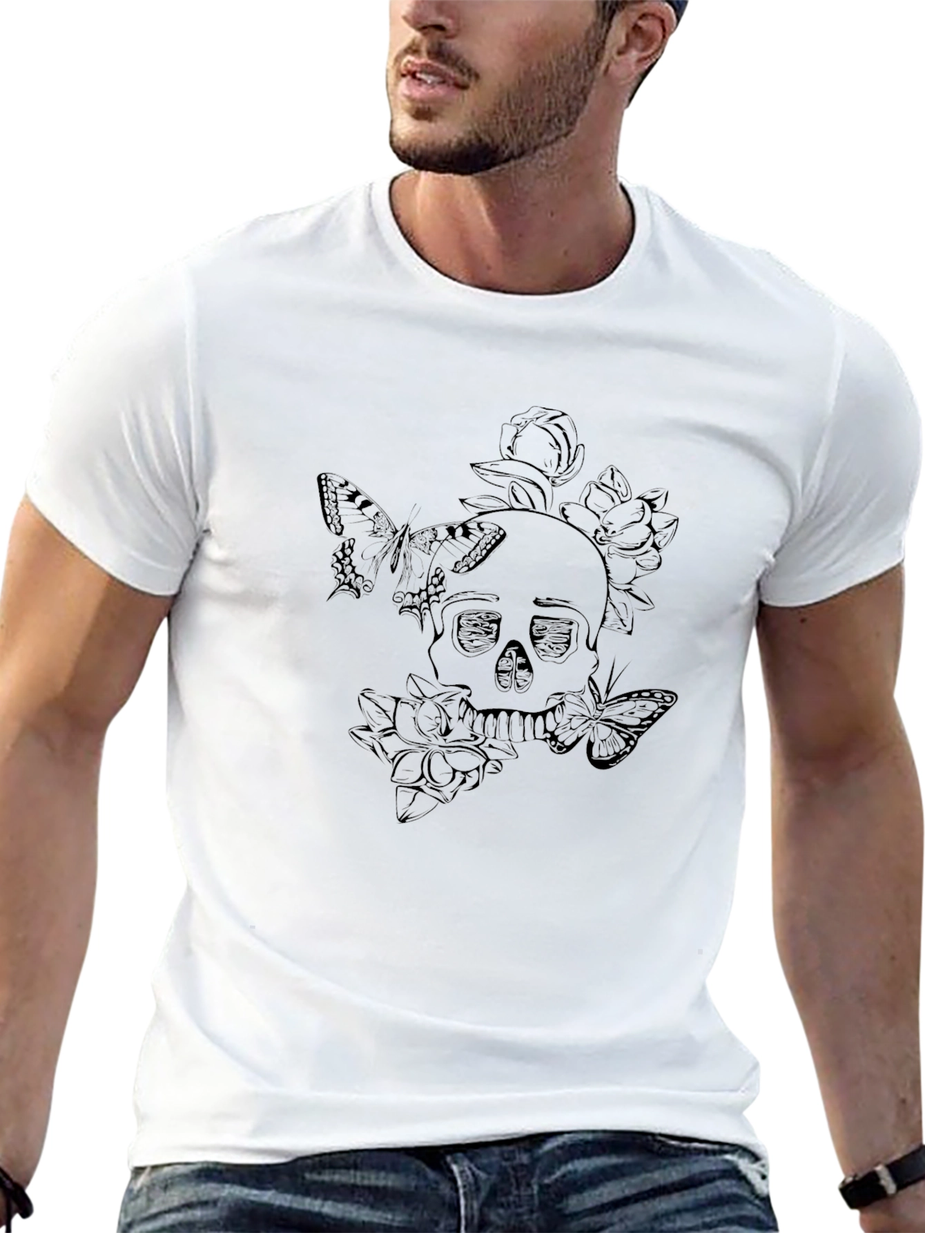 Skull & Butterfly Graphic Tee - Dark Aesthetic