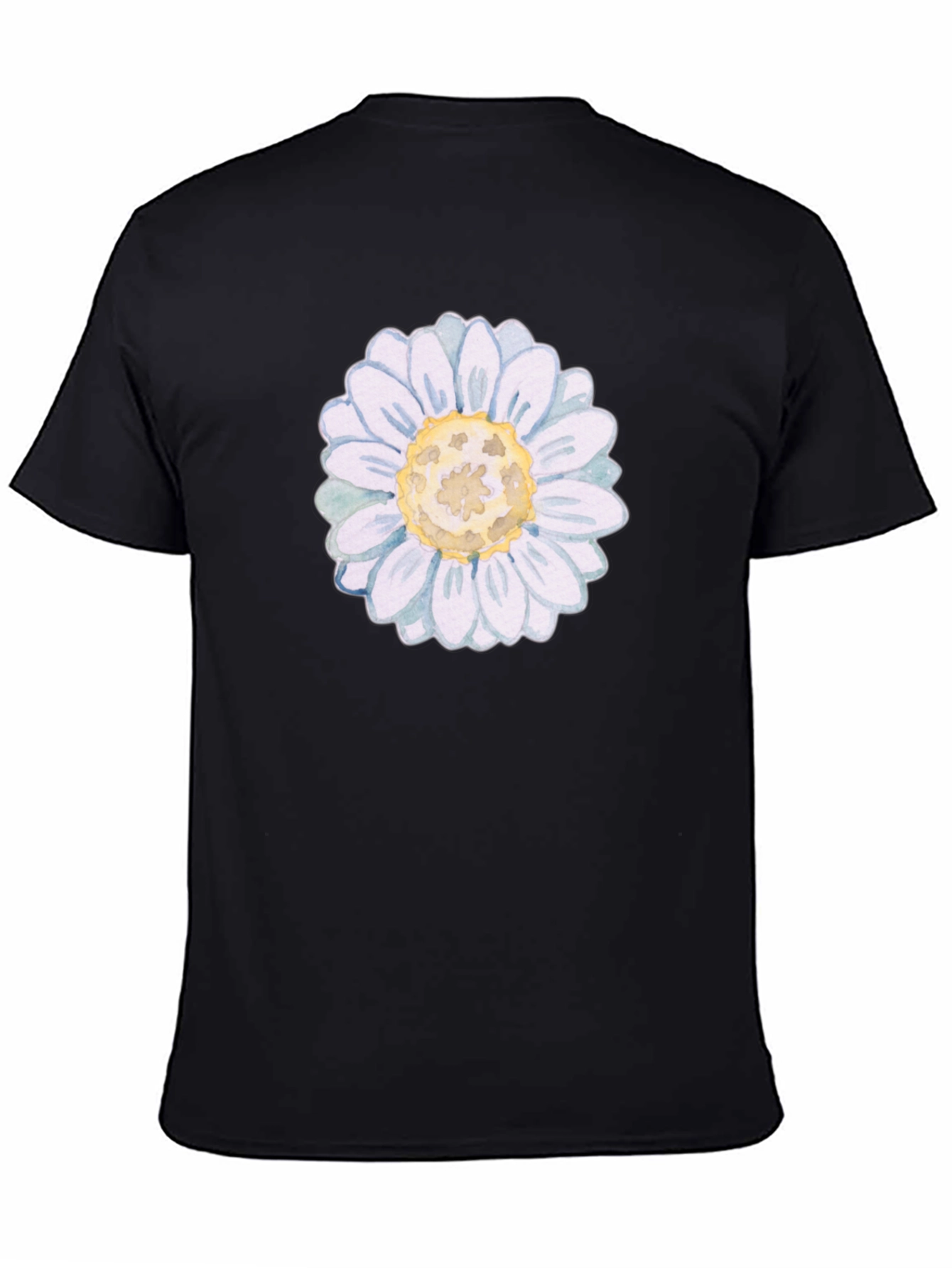 Daisy Flower Graphic Black T-Shirt