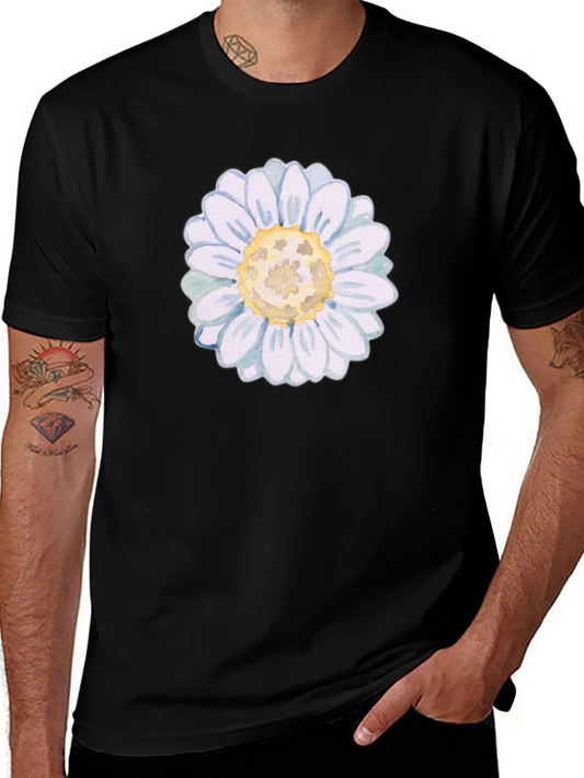 Daisy Flower Graphic Black T-Shirt