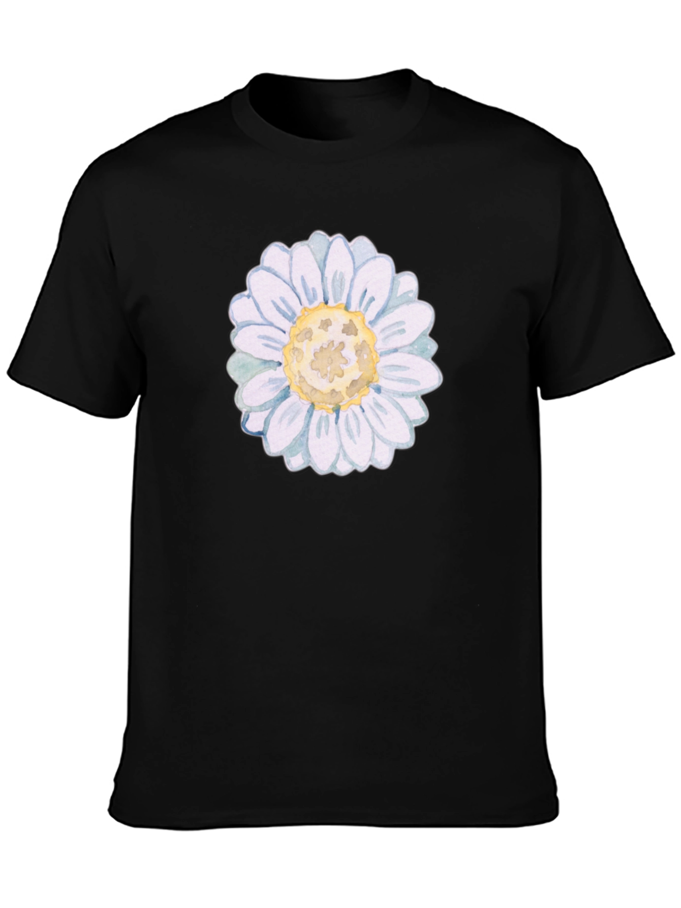 Daisy Flower Graphic Black T-Shirt