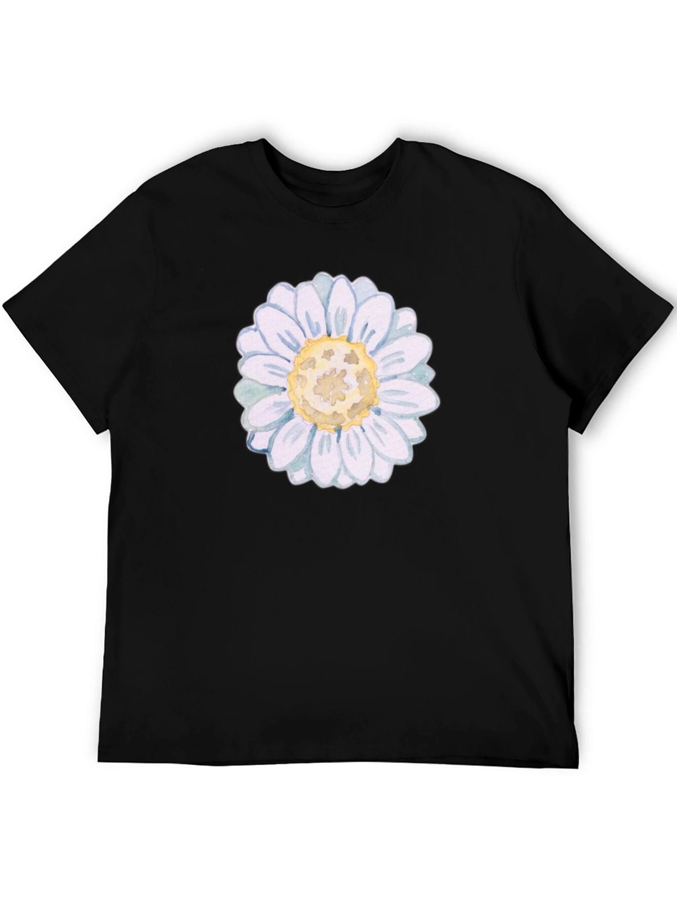 Daisy Flower Graphic Black T-Shirt